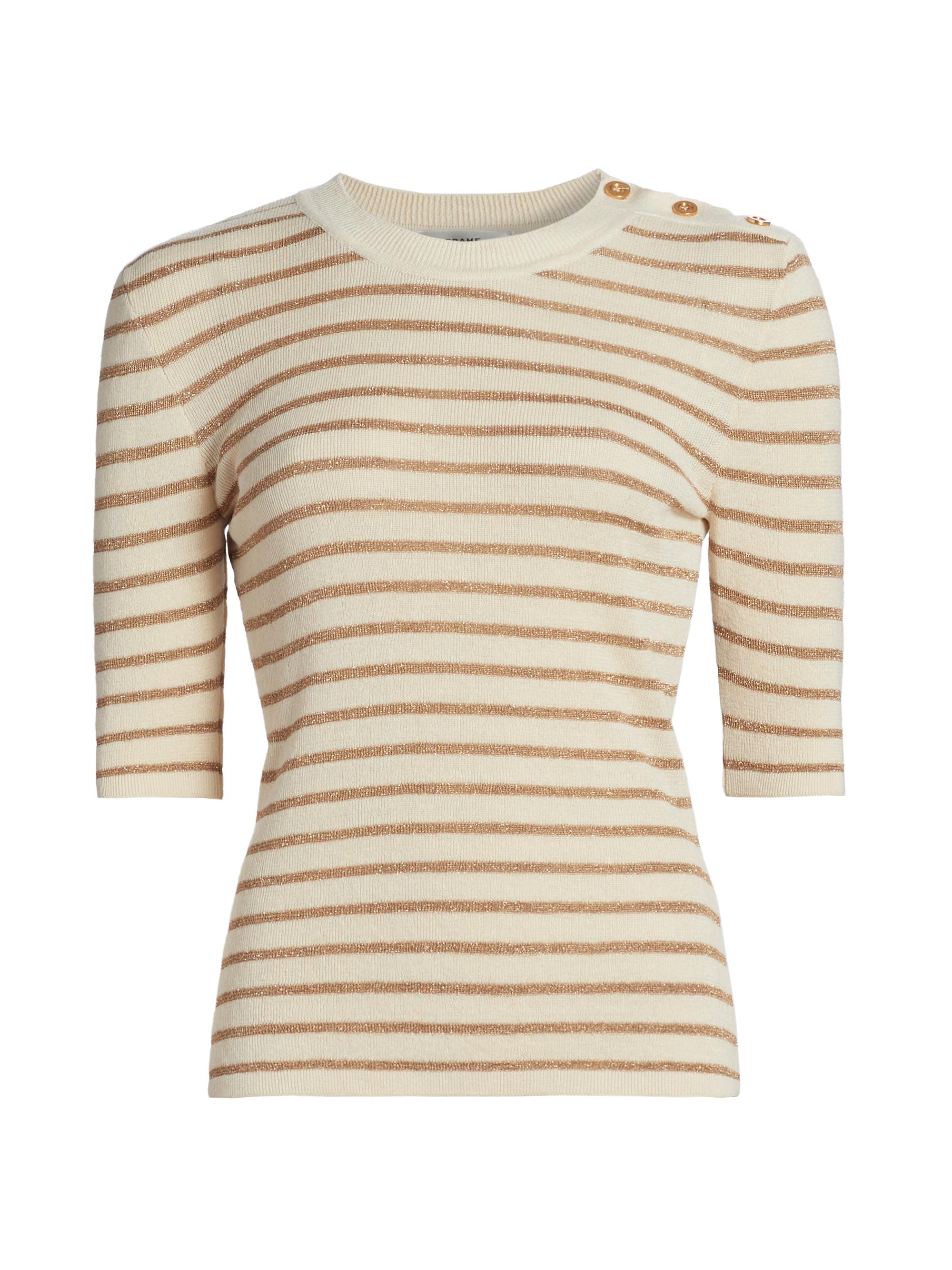 FRAME Women's The Marina Striped Linen-Blend Sweater - Cream Multi