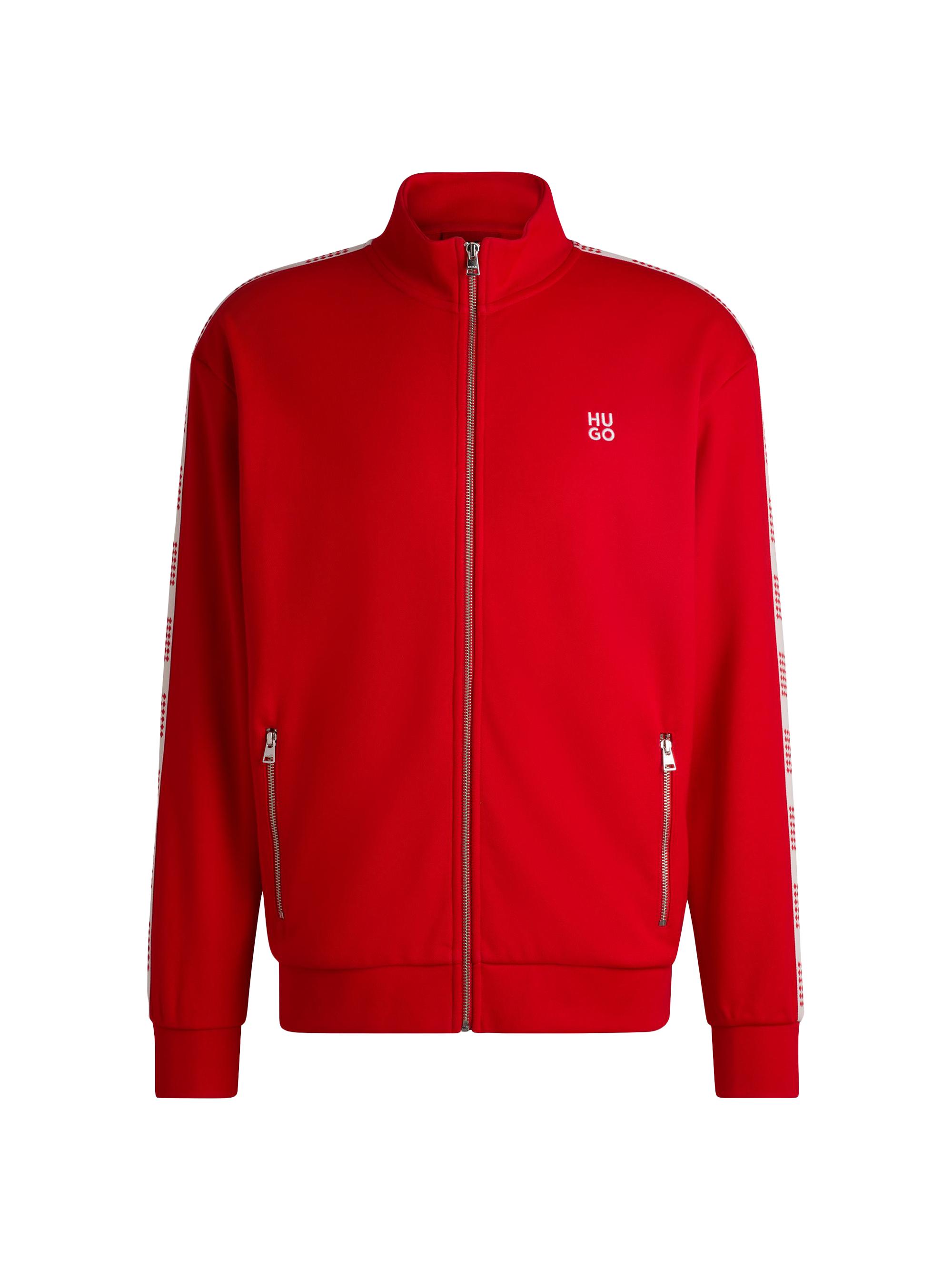 HUGO Men's Sweatshirt with Checked Tape - Red