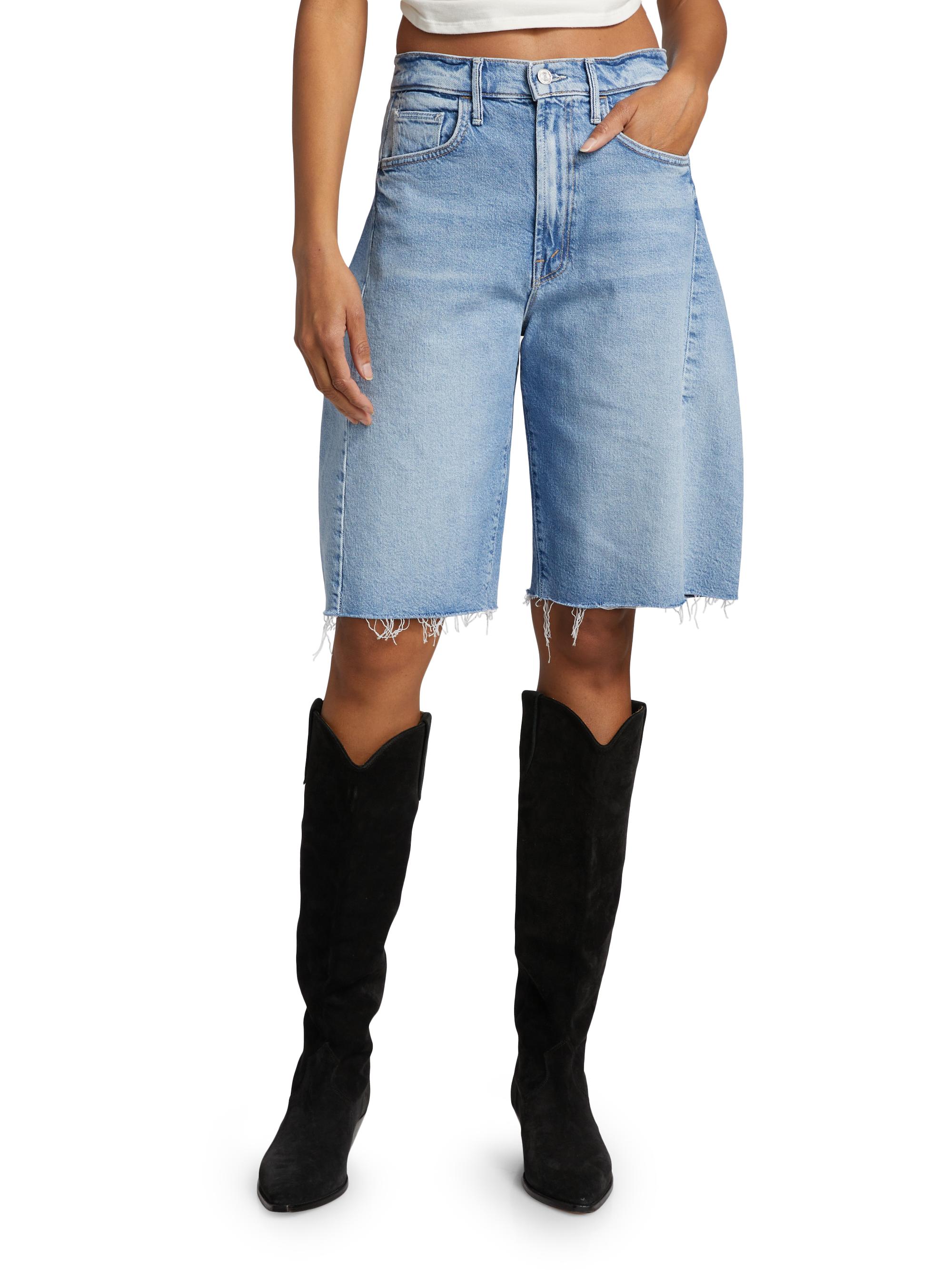 Mother The Half-Pipe Bermuda Frayed Denim Shorts | Saks Fifth Avenue