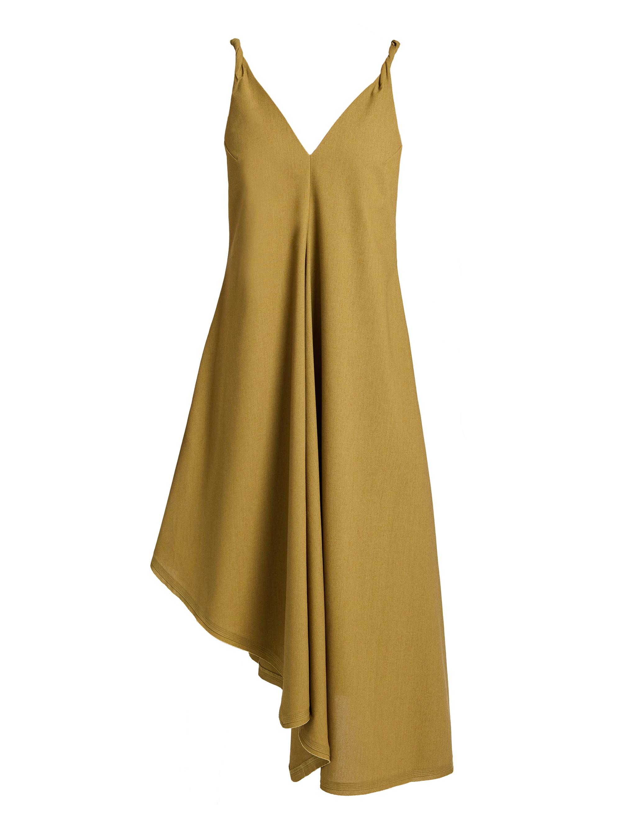 Santorelli Women's Asymmetric Twist Strap Billow Midi-Dress - Olive