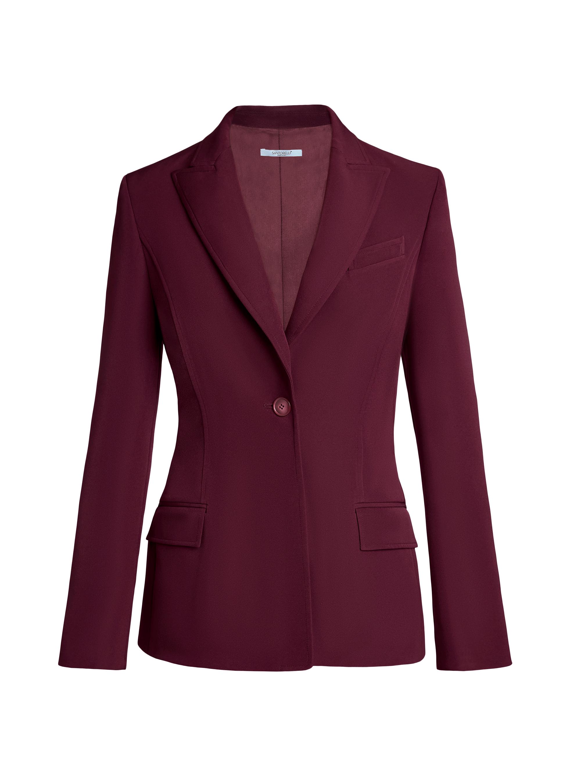 Santorelli Women's Single-Button Peak-Lapel Jacket - Cherry Cola
