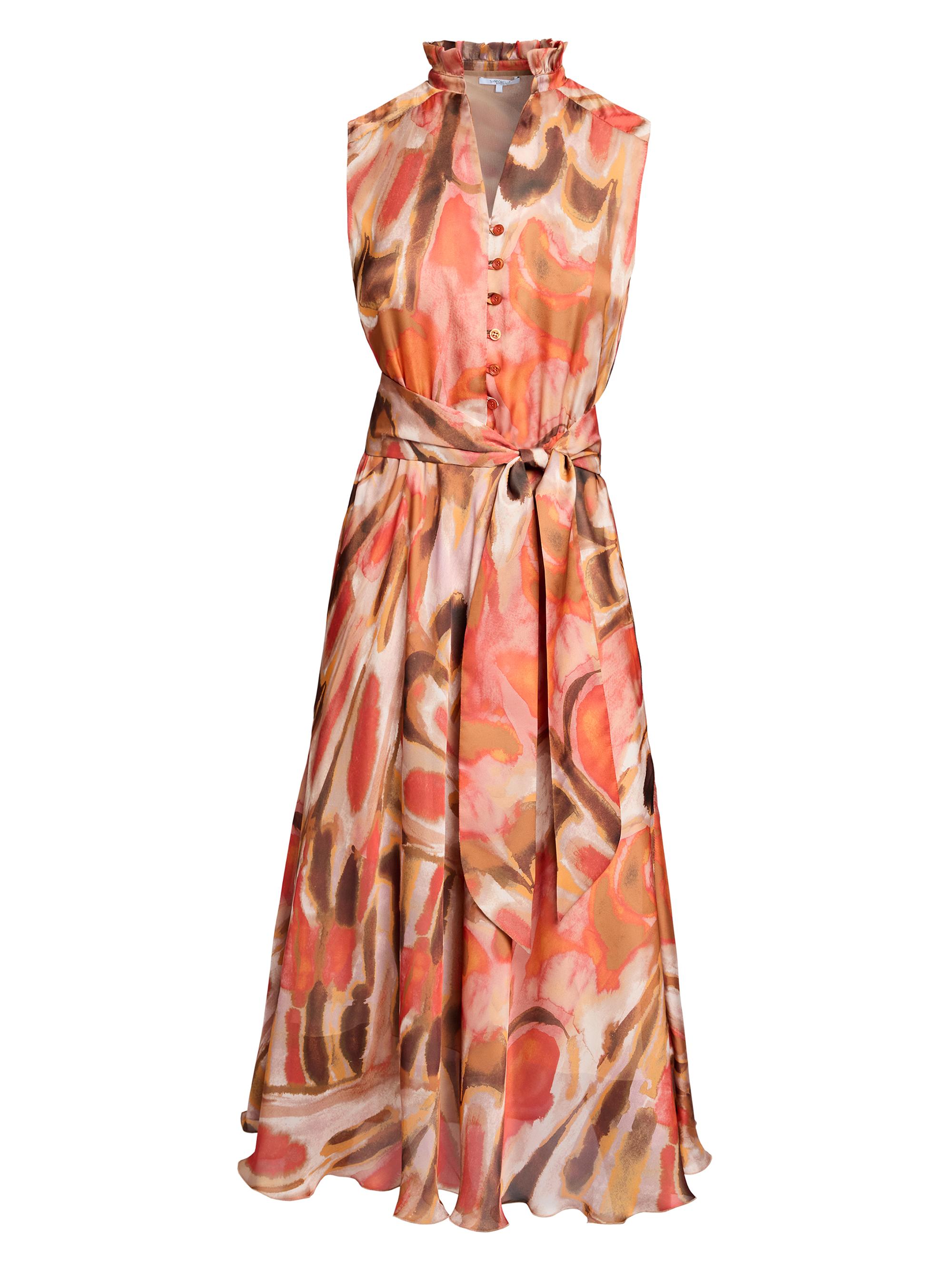 Santorelli Women's Nirva Printed Georgette Tie-Waist Midi-Dress - Syrup Brown