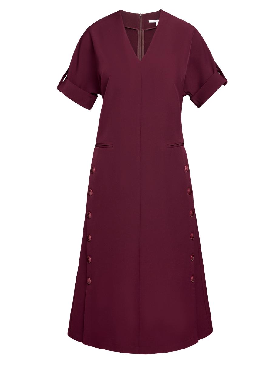 Santorelli Women's Linen-blend A-line Button Midi-dress In Burgundy