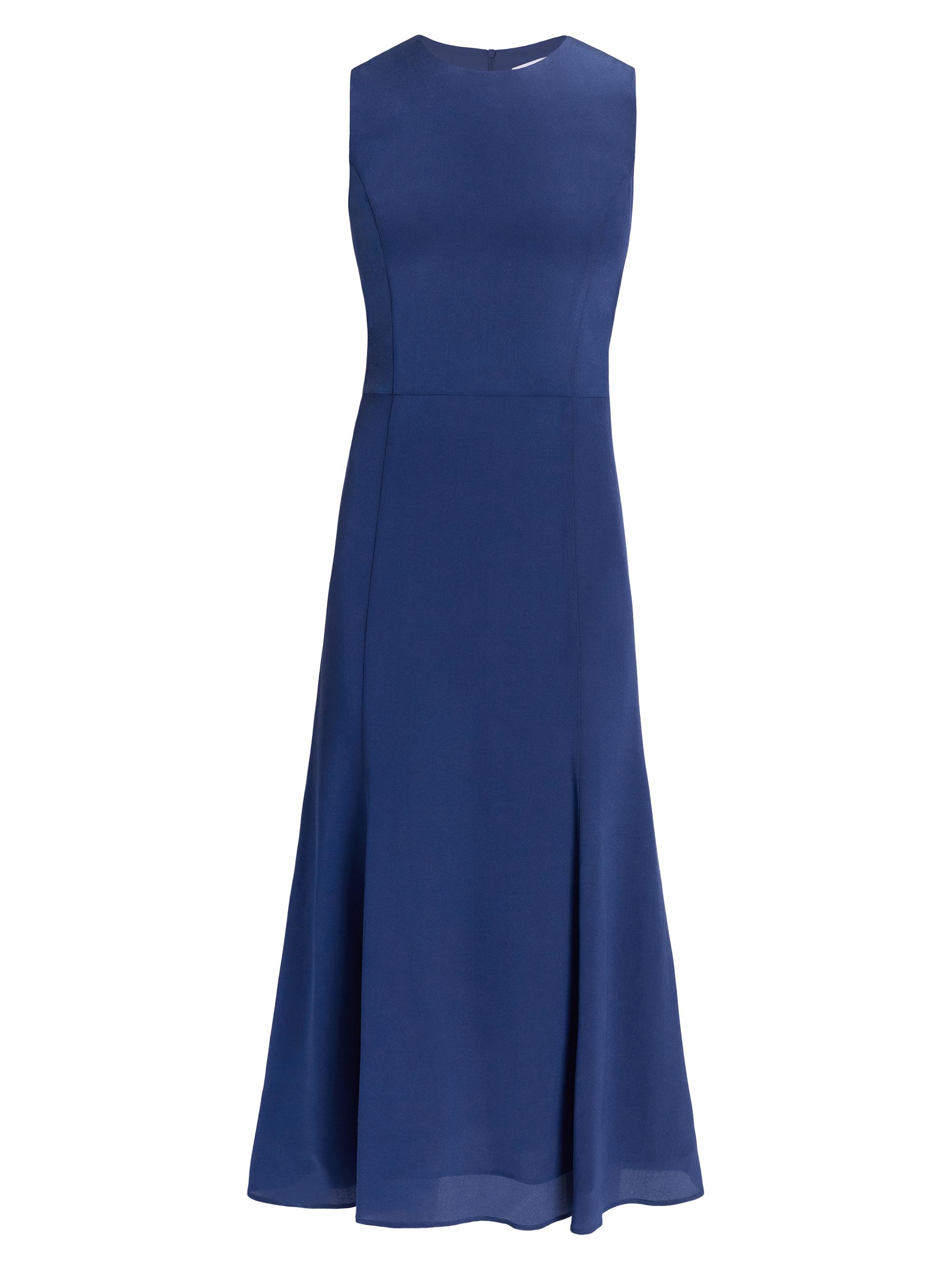 Santorelli Women's Silk Crêpe de Chine Fit & Flare Midi-Dress - Aegean Blue