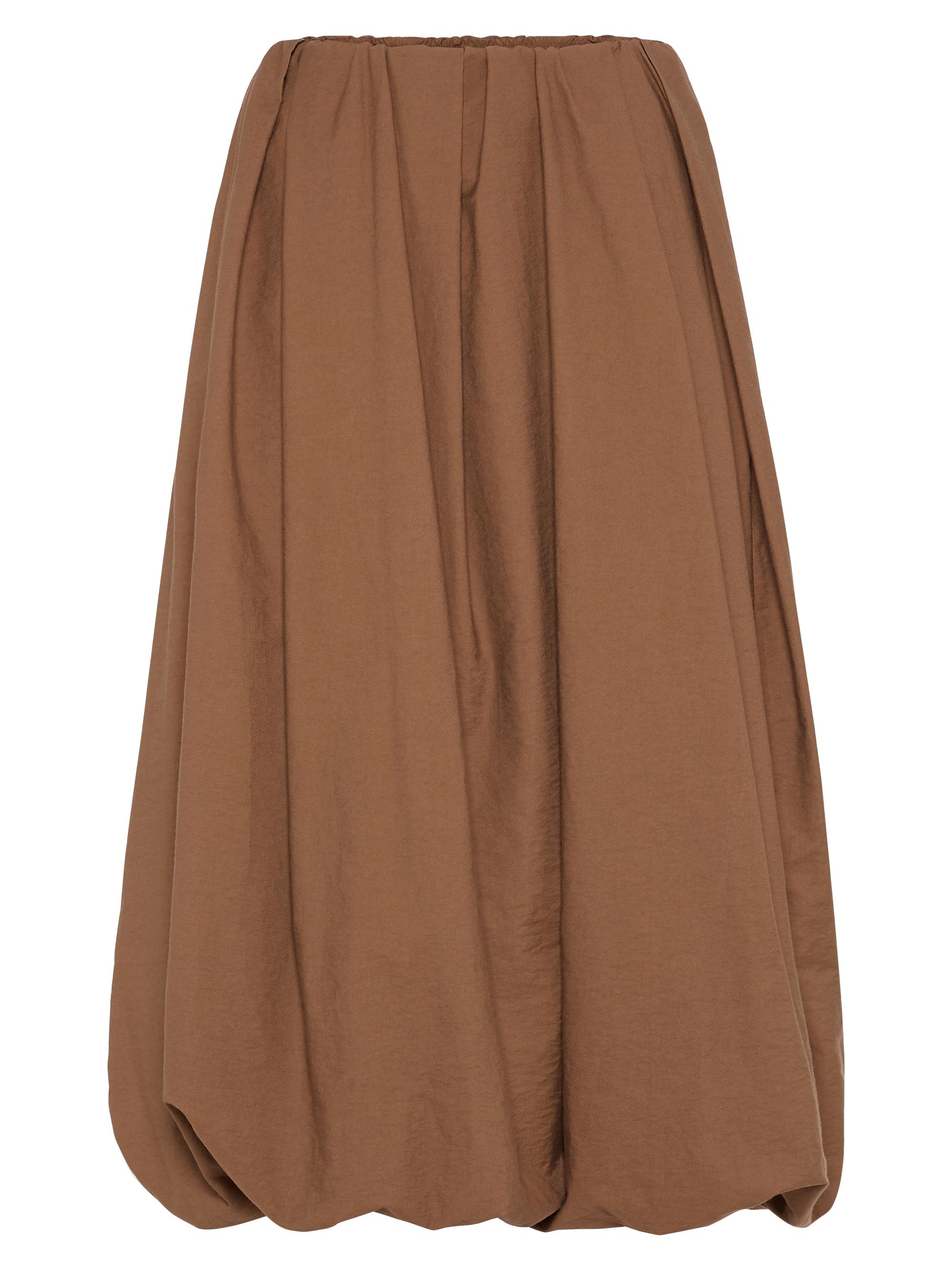 Brunello Cucinelli Women's Techno Cotton Texture Twill Bubble Hem Skirt - Brown