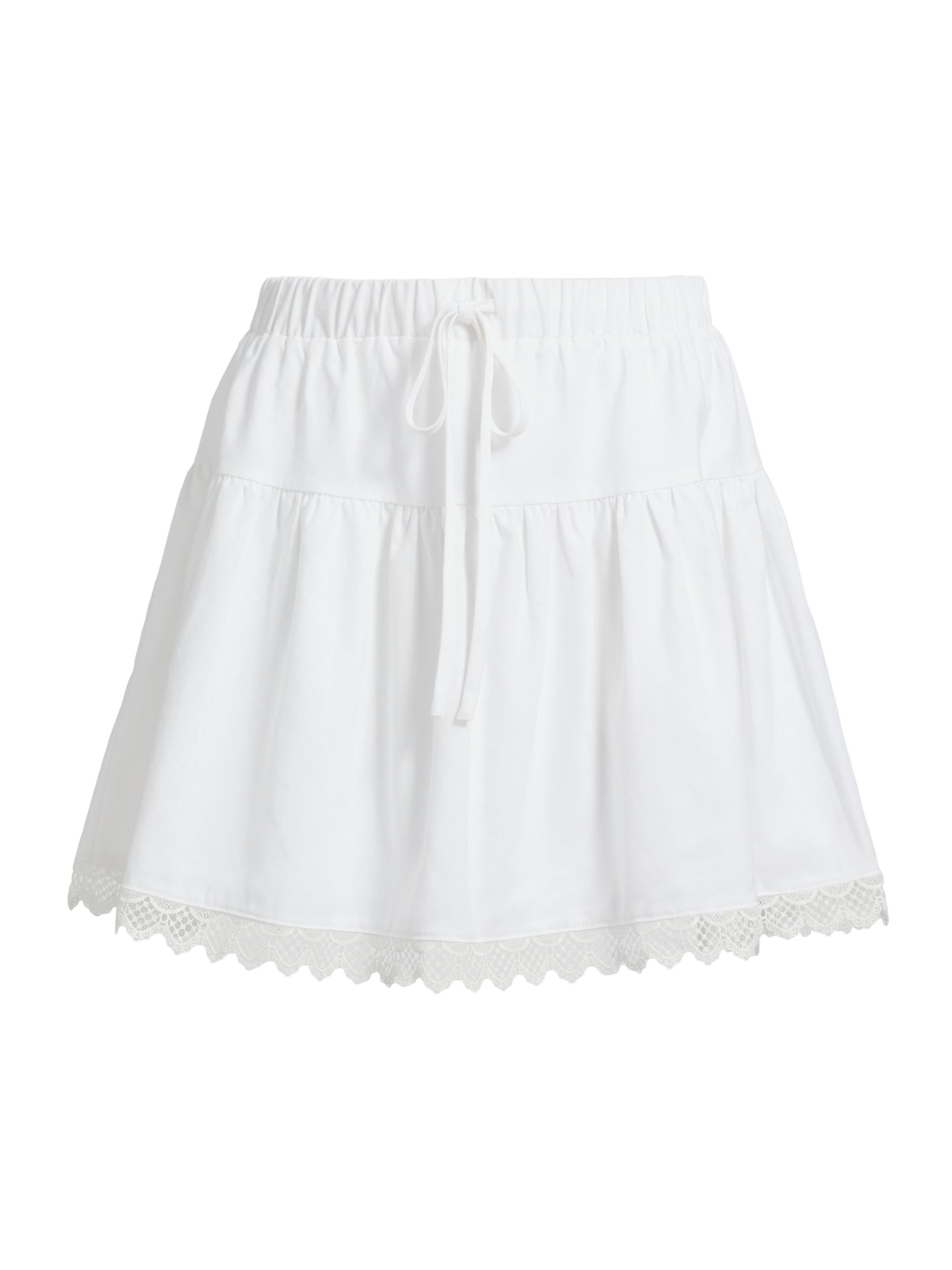 If Only Studio Women's Tiered A-Line Drawstring Miniskirt - White