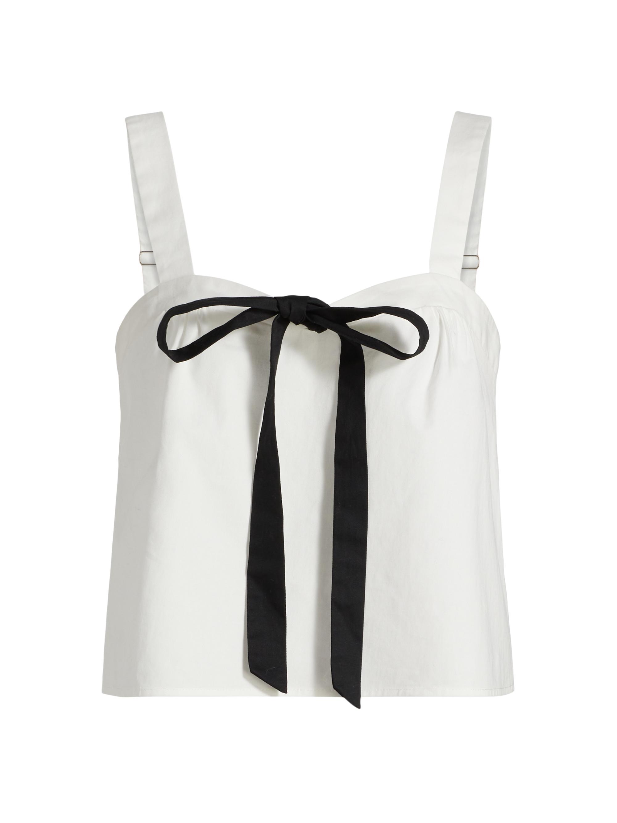If Only Studio Women's Bow-Front Cotton Cami - White Black