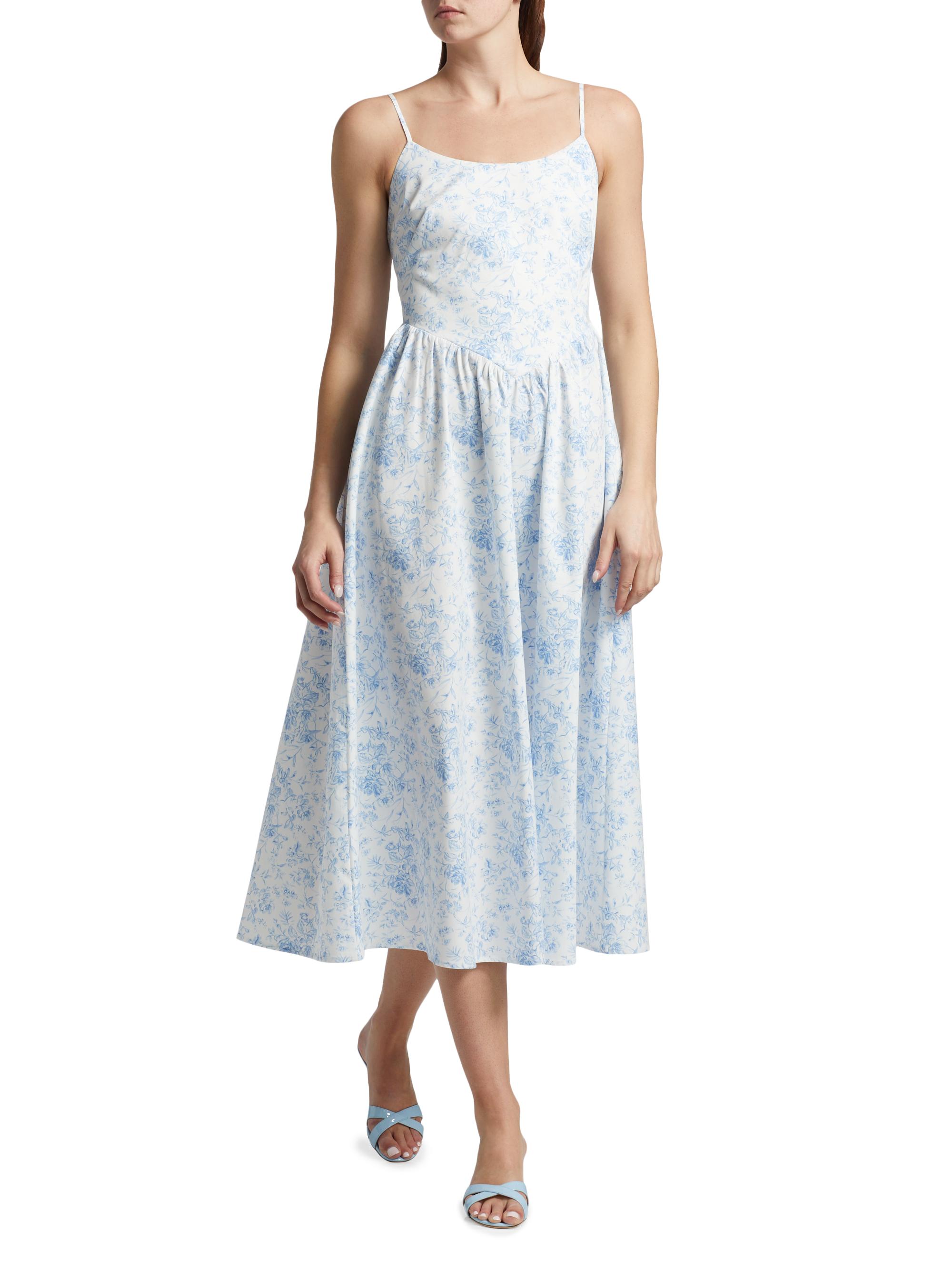 If Only Studio Toile Basque-Waist Midi-Dress | Saks Fifth Avenue