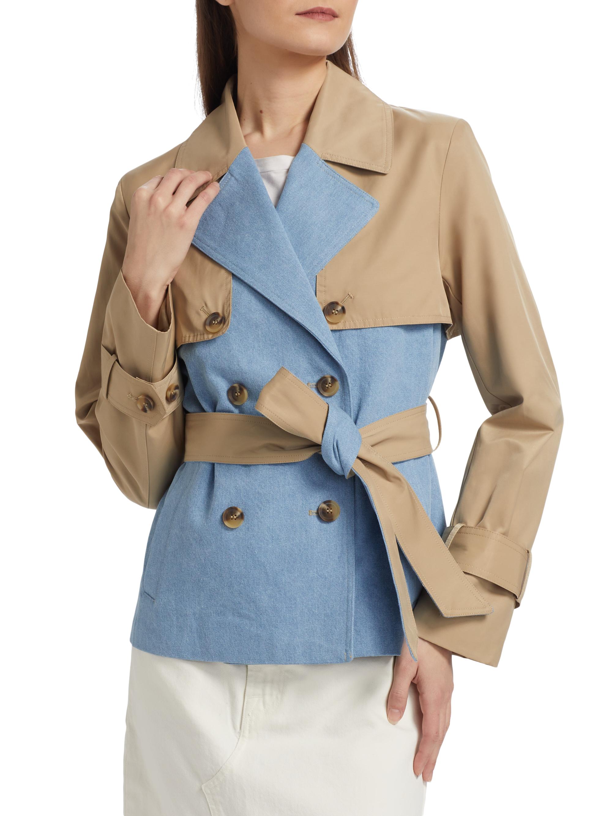 If Only Studio Mixed Media Crop Trench Coat | Saks Fifth Avenue