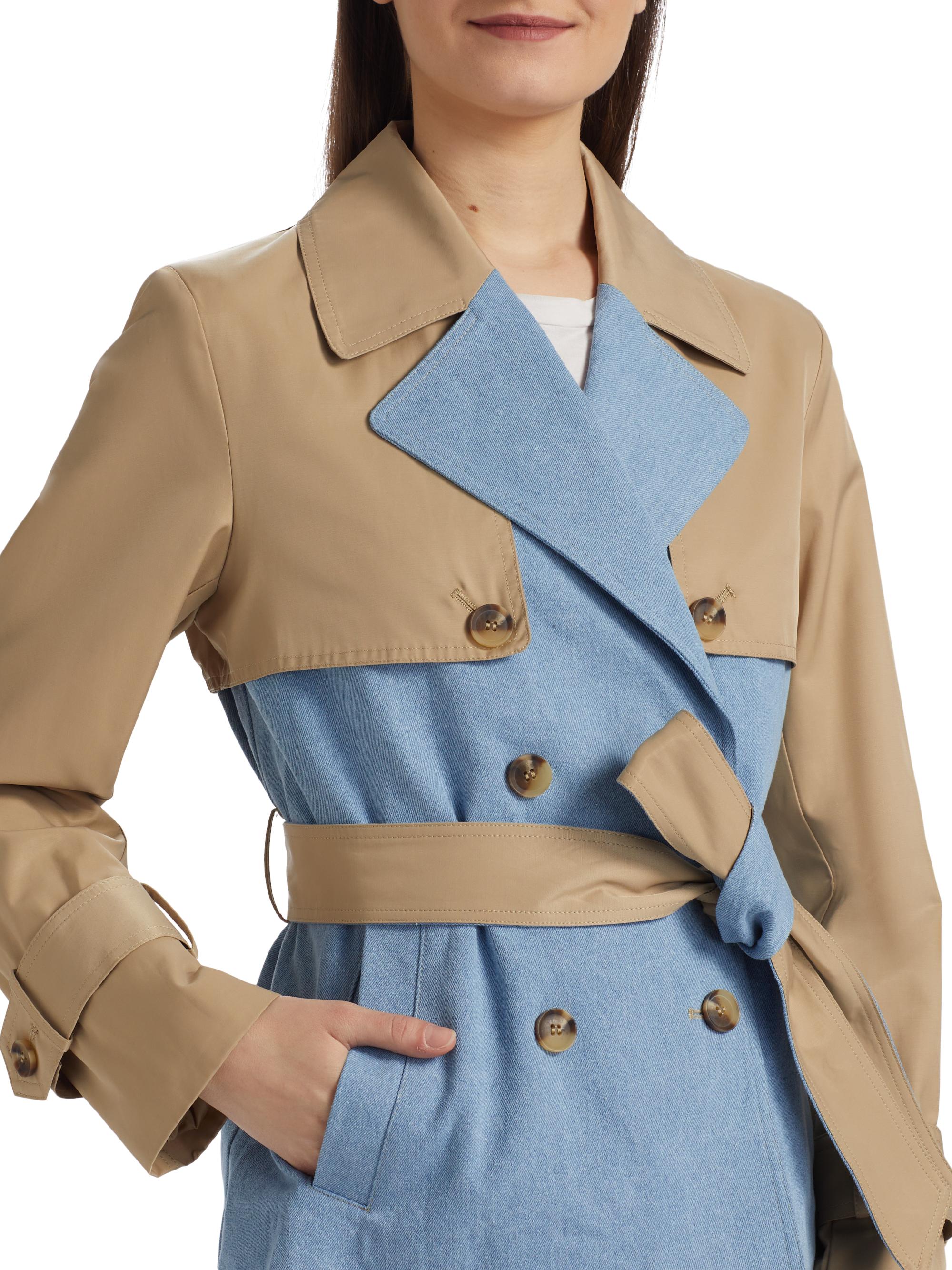 If Only Studio Mixed Media Crop Trench Coat | Saks Fifth Avenue