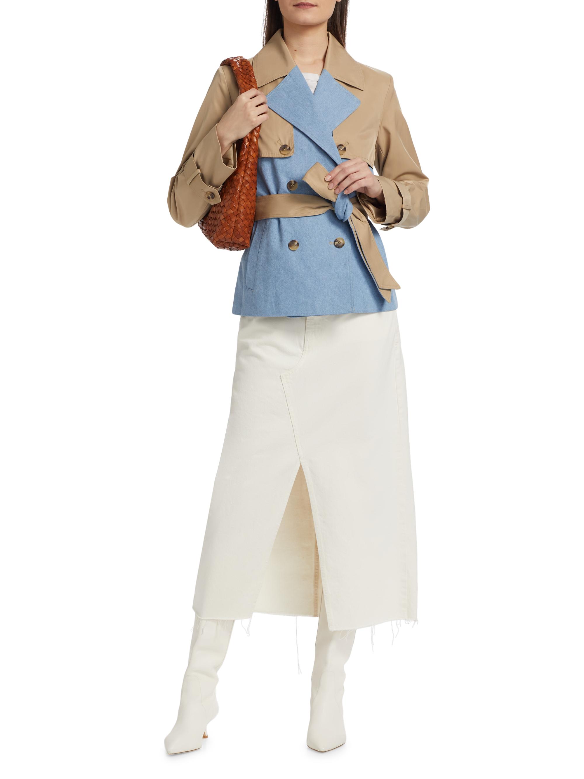 If Only Studio Mixed Media Crop Trench Coat | Saks Fifth Avenue