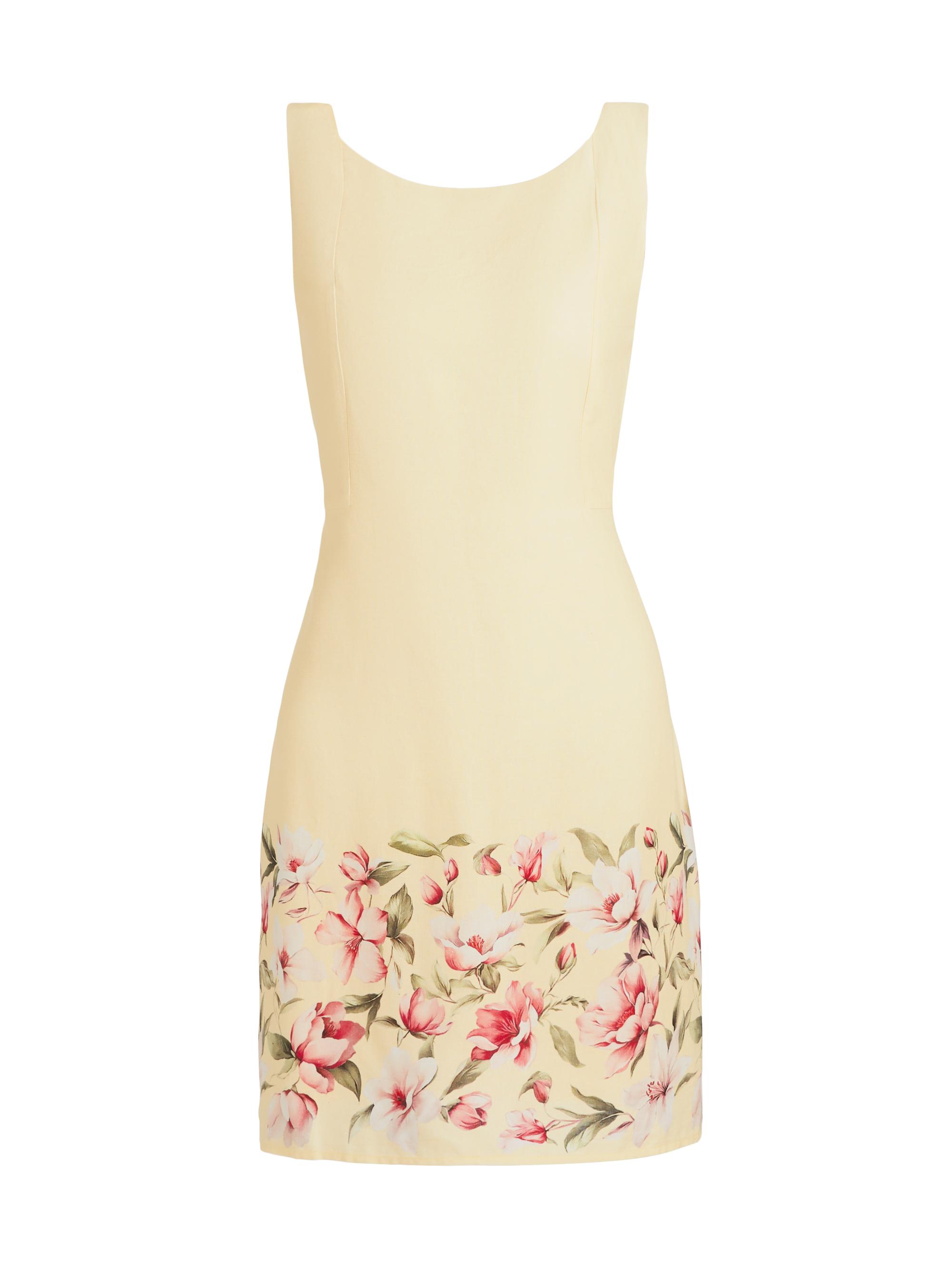 If Only Studio Women's Floral Linen Shift Minidress - Butter