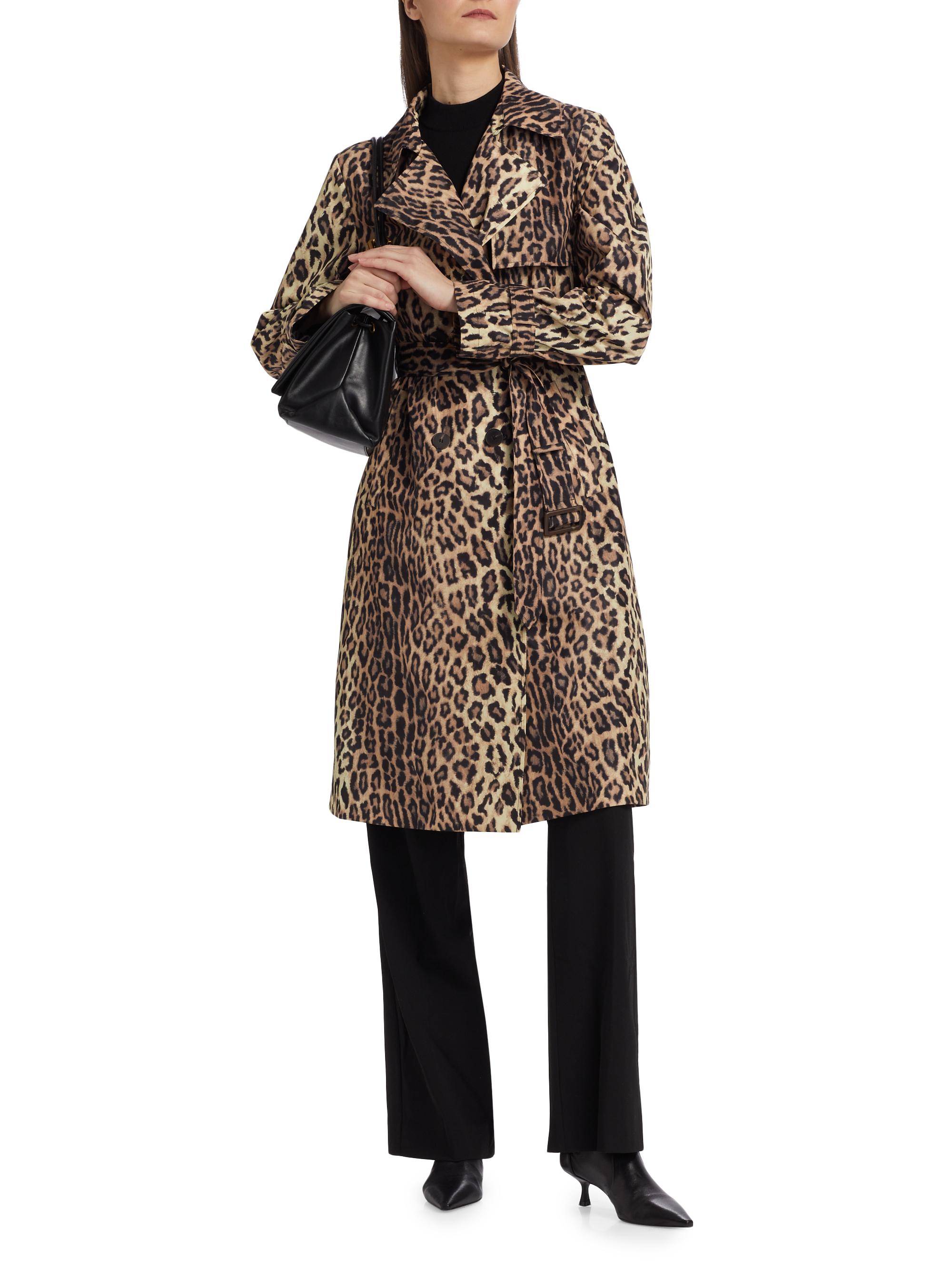 If Only Studio Leopard Belted Trench Coat | Saks Fifth Avenue
