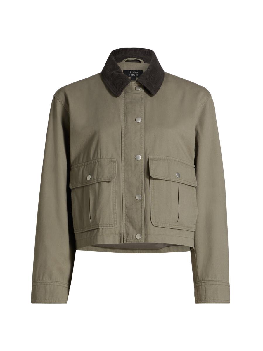 If Only Studio Women's Classic-cut Twill Jacket In Green