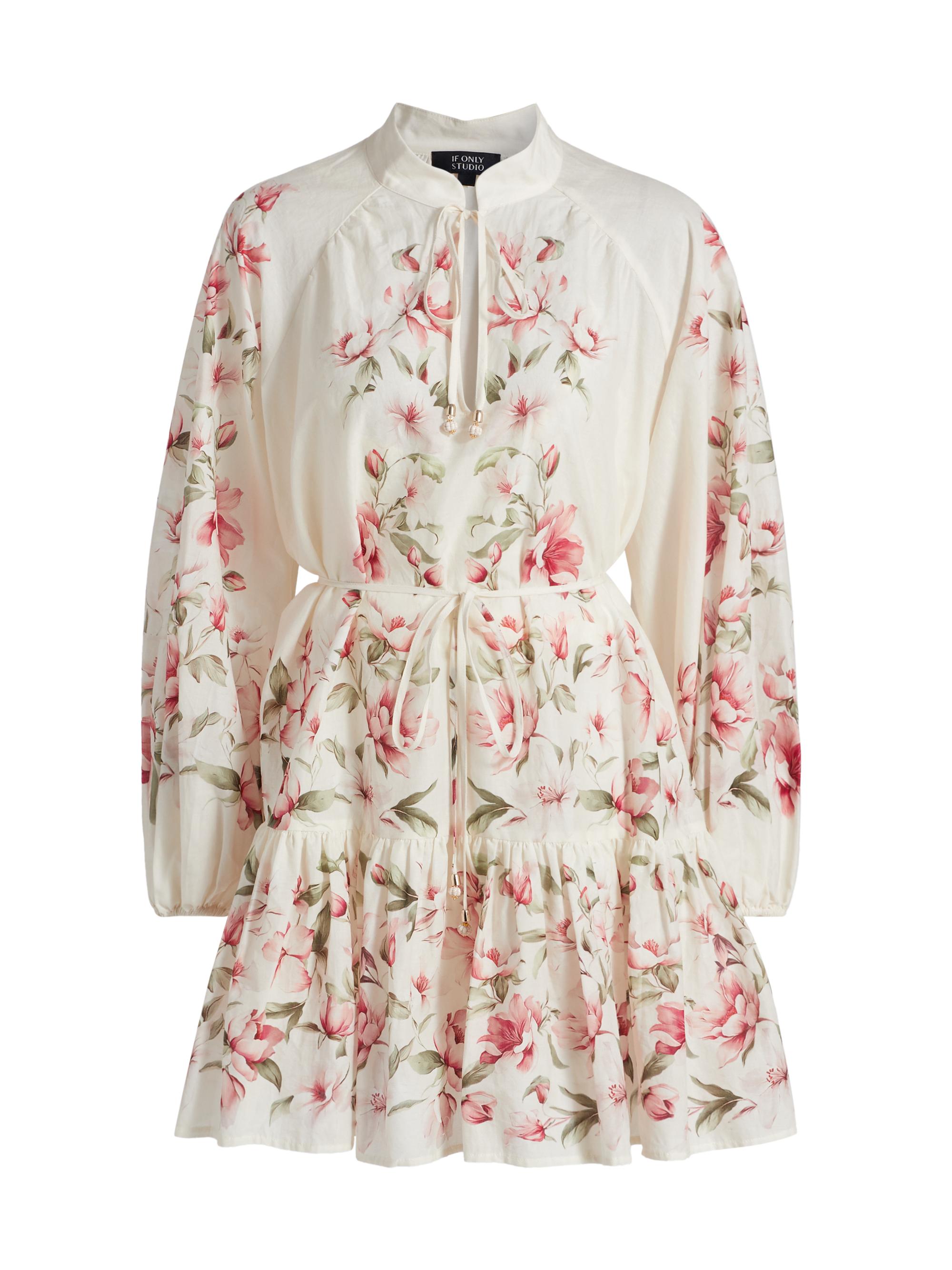 If Only Studio Women's Floral Cotton Dress - Ecru