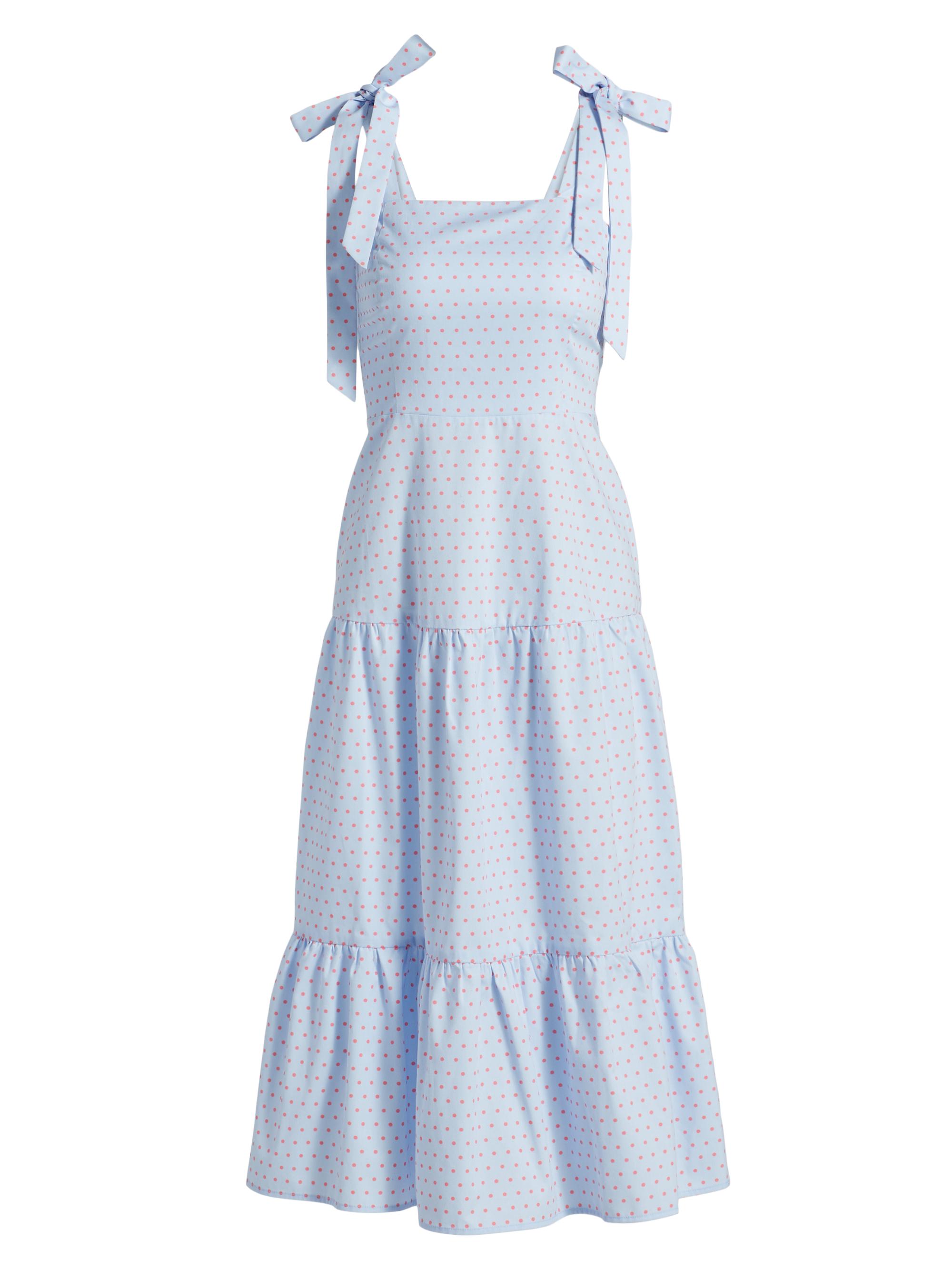 If Only Studio Women's Tiered Bow-Strap Midi-Dress - Sky