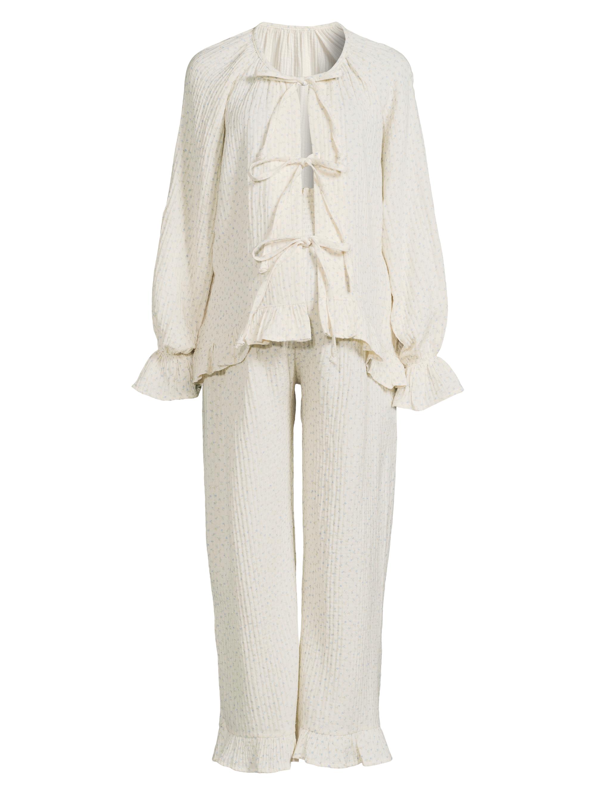 Nothing Fits But Women's Cozy Tie Muslin Lounge Set - Hyacinth