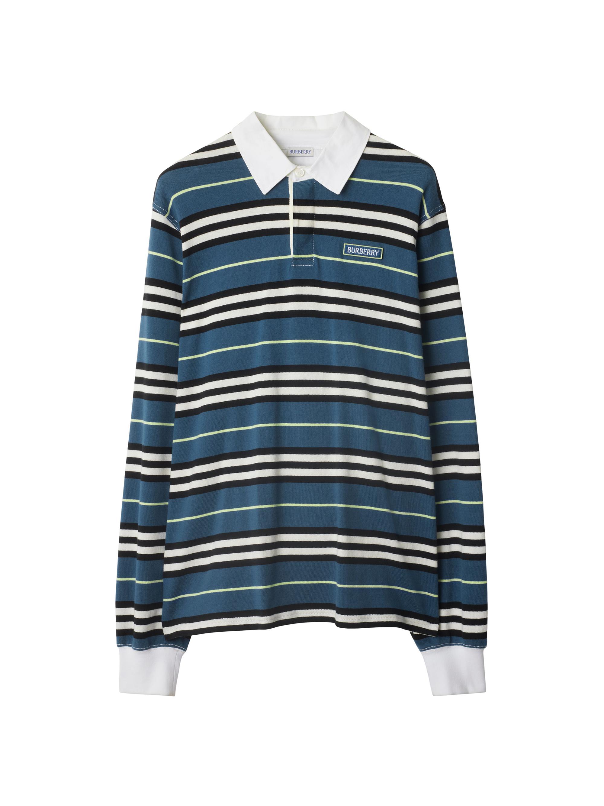 Burberry Men's Striped Cotton Rugby Shirt - Anchor Pattern