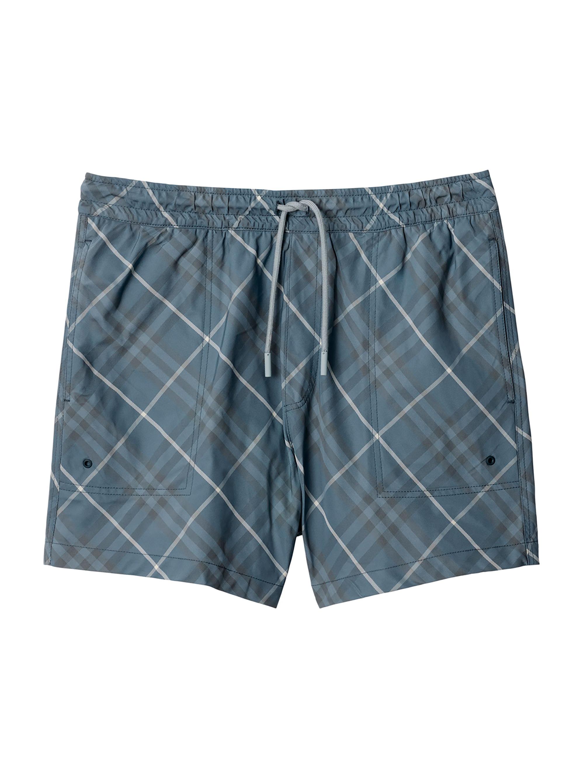 Burberry Men's Check Drawstring Swim Shorts - Pewter Check
