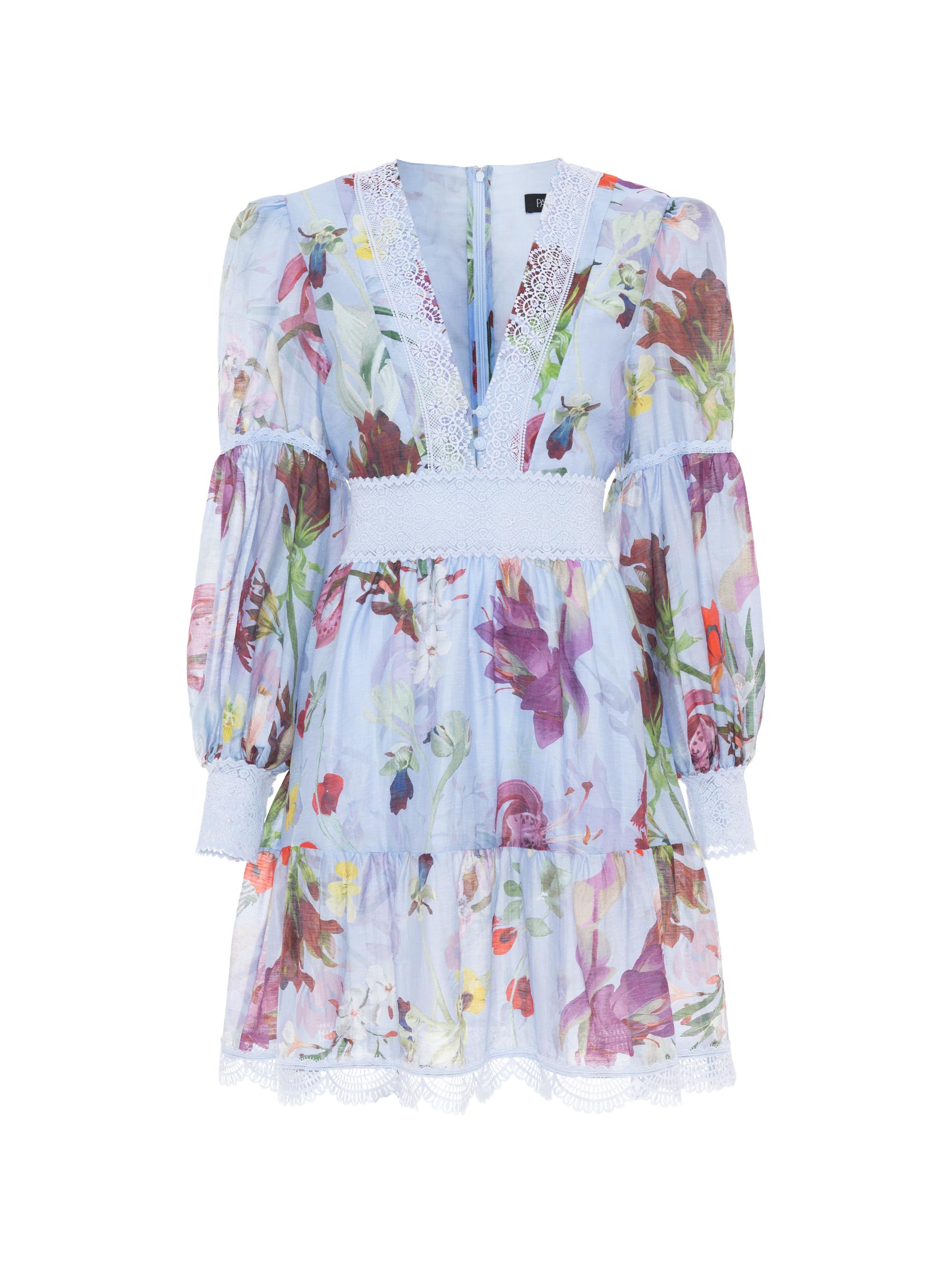 PatBO Women's Lily Floral Plunge Minidress - Blue