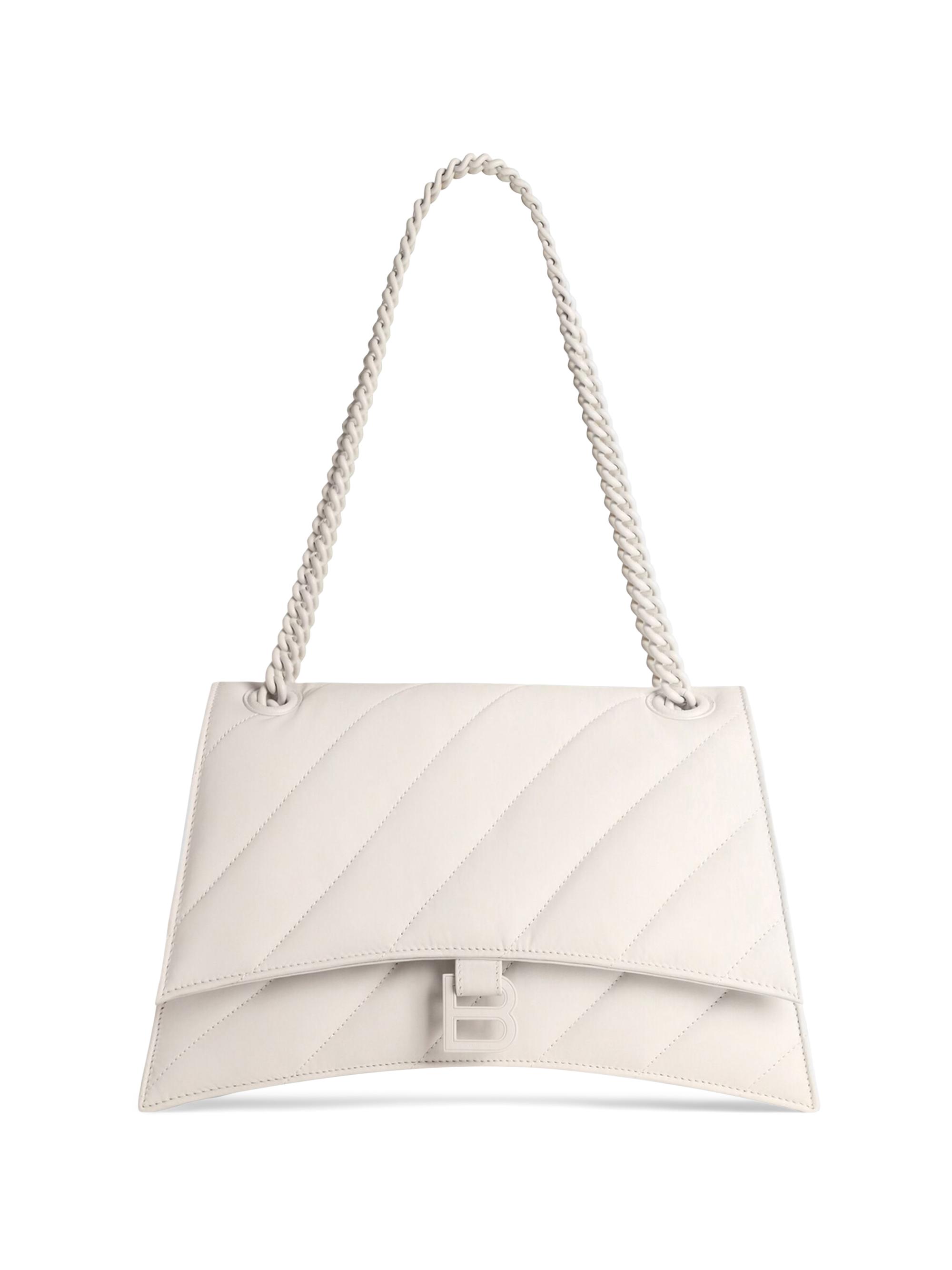 Balenciaga Women's Crush  Quilted Chain Bag - Off White