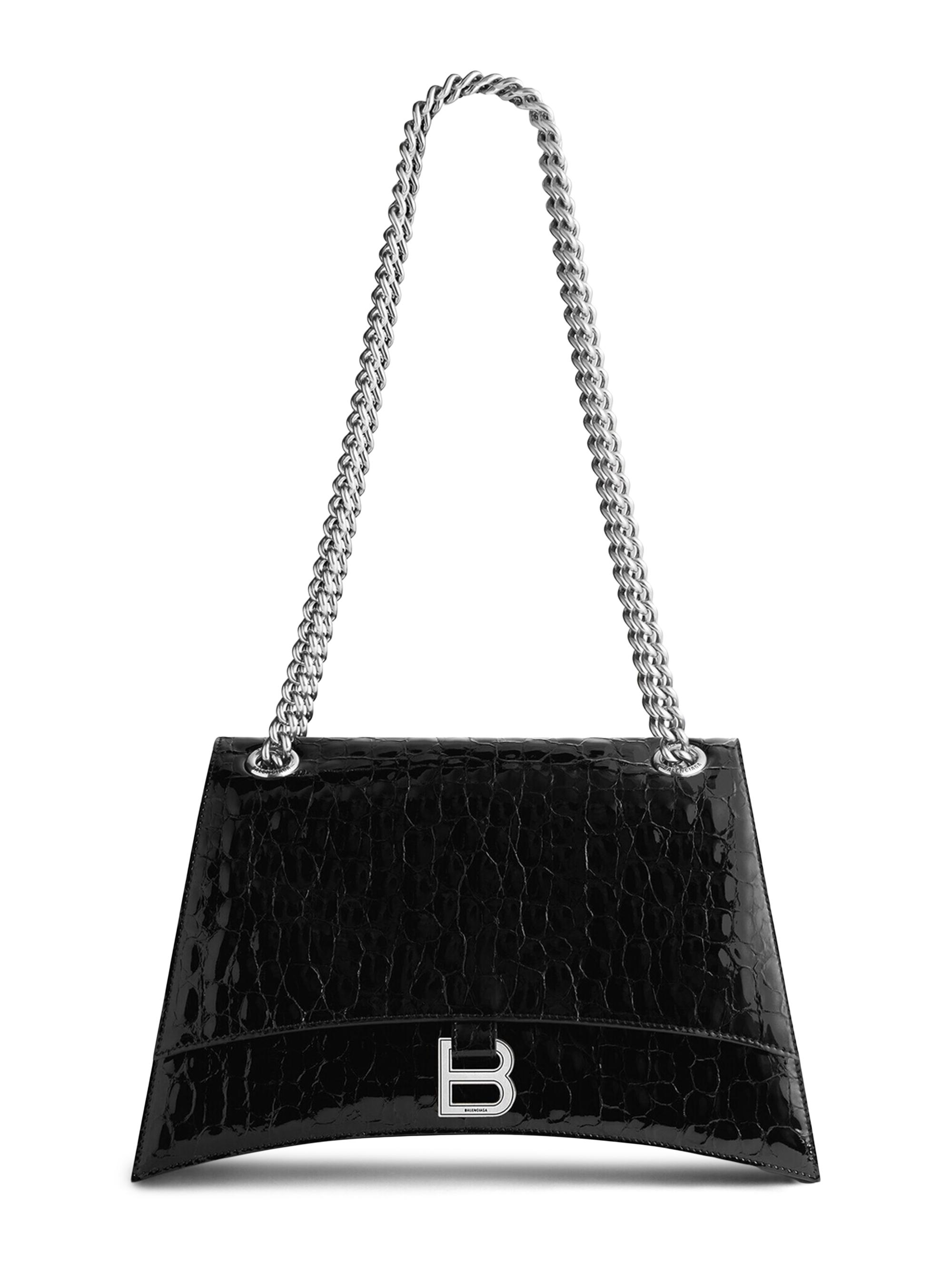 Balenciaga Women's  Crush Crocodile Embossed Chain Bag - Black