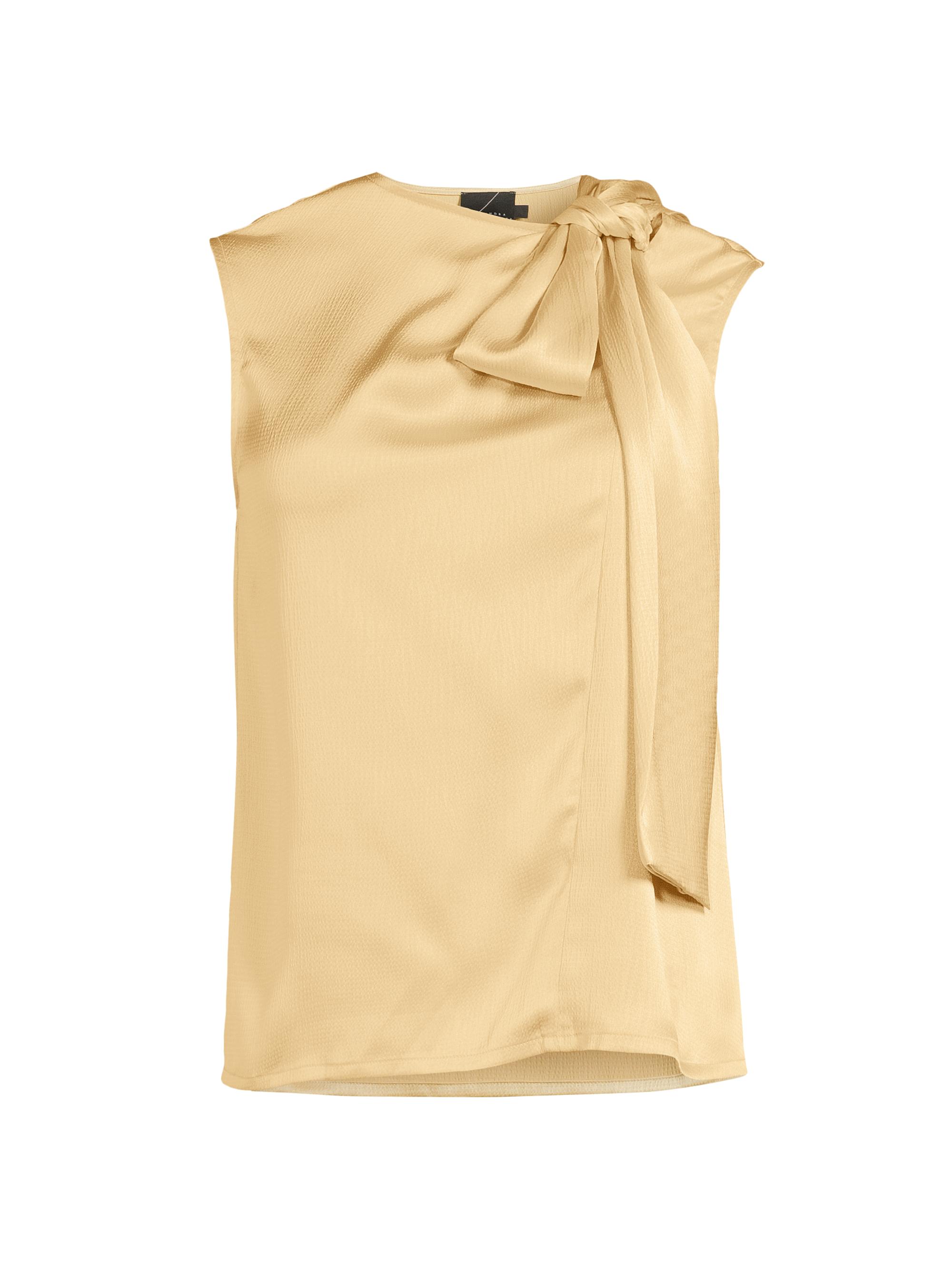 Undra Celeste Women's Everyday Tropics Satin Tieneck Top - Banana