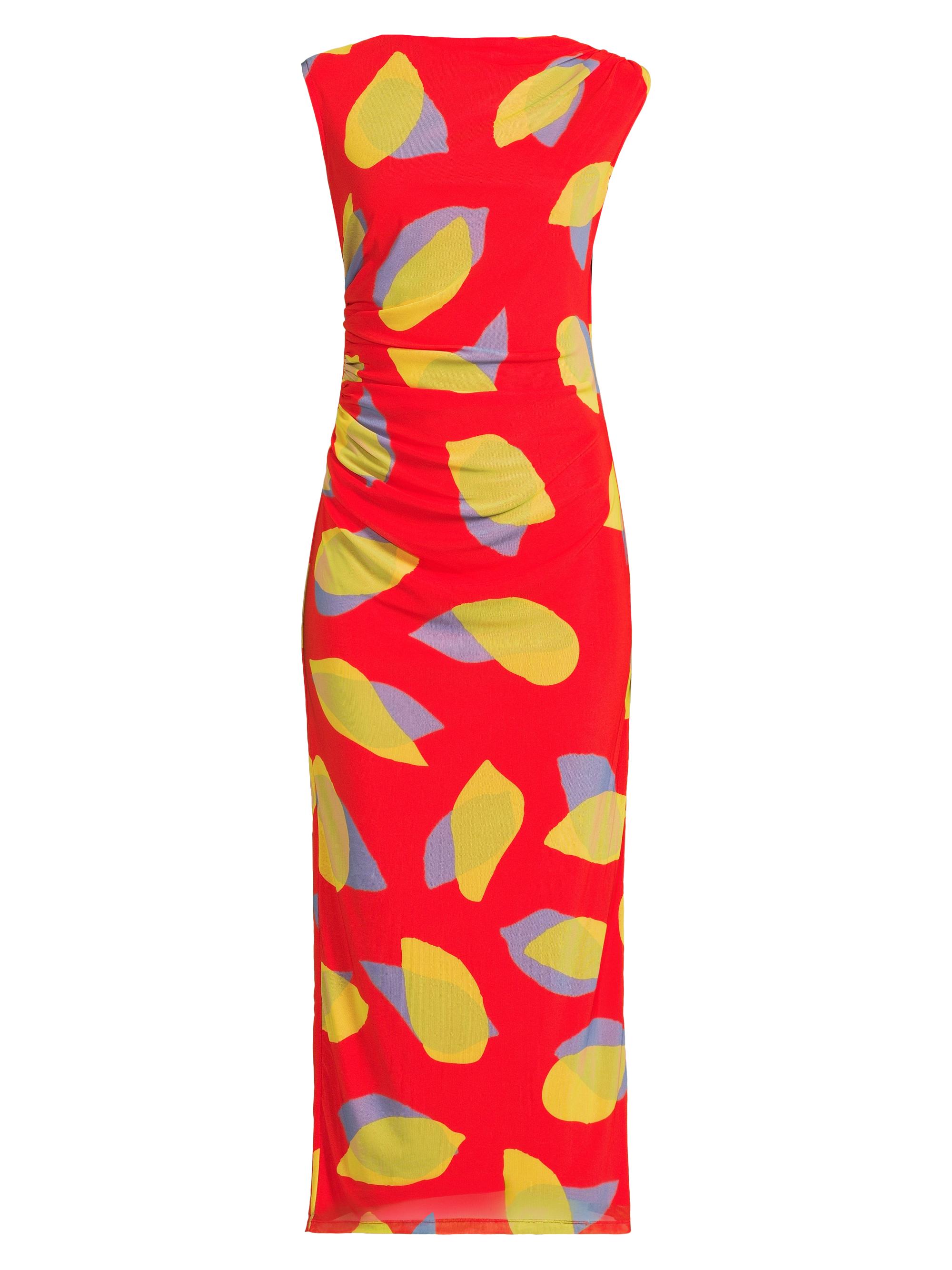 Undra Celeste Women's Everyday Tropics Ruched Mesh Midi-Dress - Tangerine