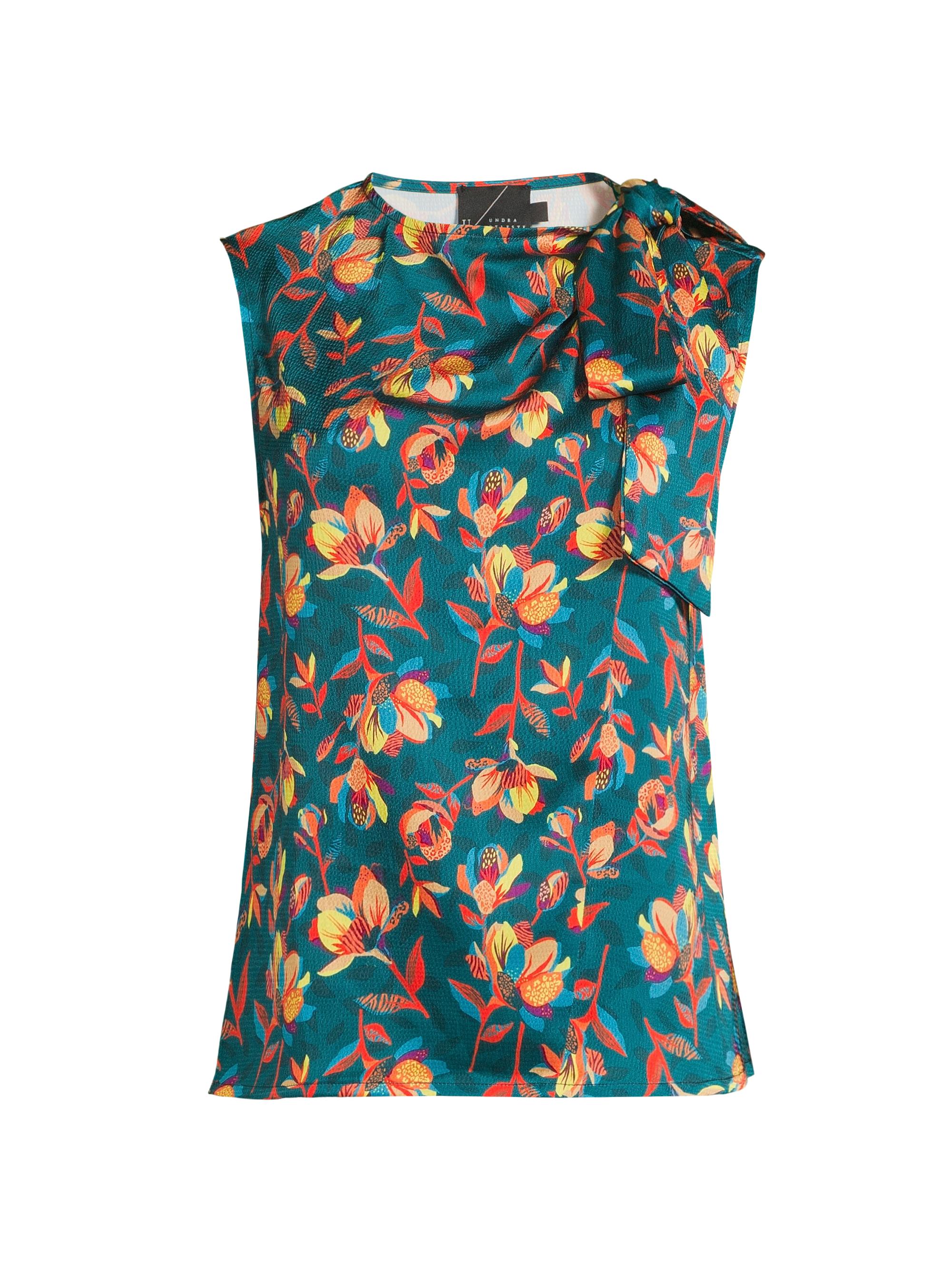 Undra Celeste Women's Everyday Tropics Sleeveless Tie Blouse - Dark Floral