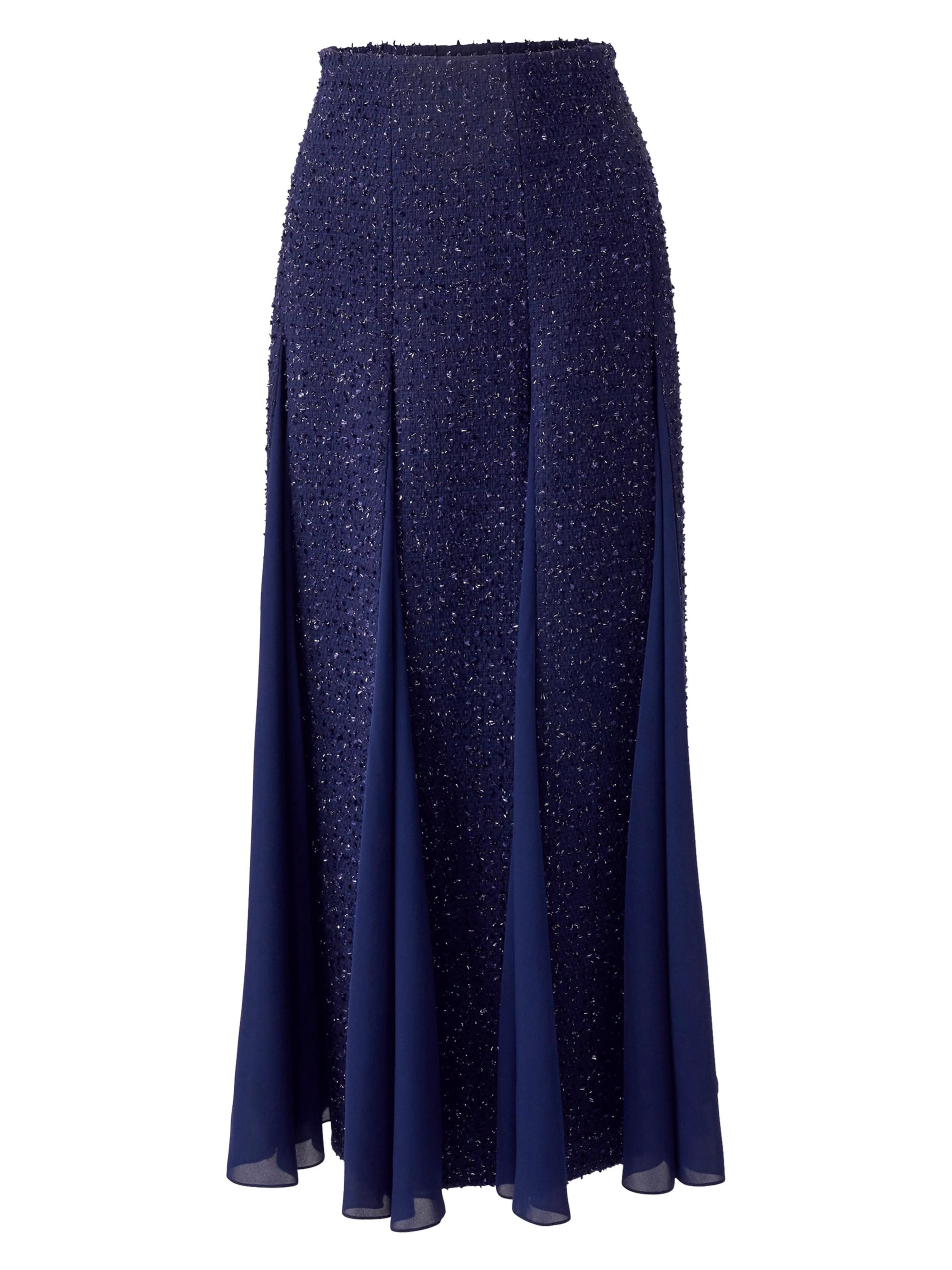 Carolina Herrera Women's Metallic Tweed Godet Midi-Skirt - Midnight