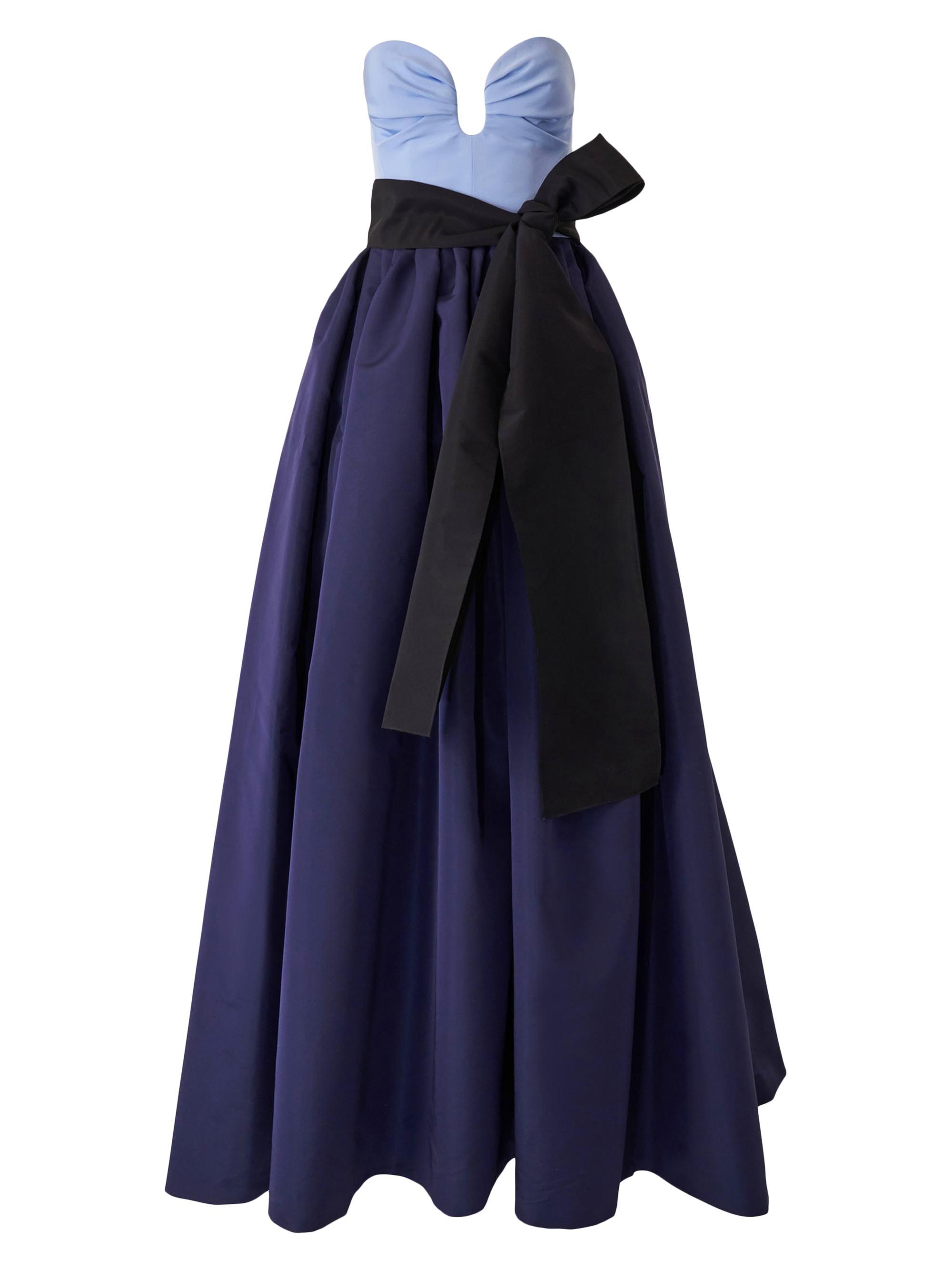 Carolina Herrera Women's Colorblocked Silk Sash Strapless Gown - Midnight Multi