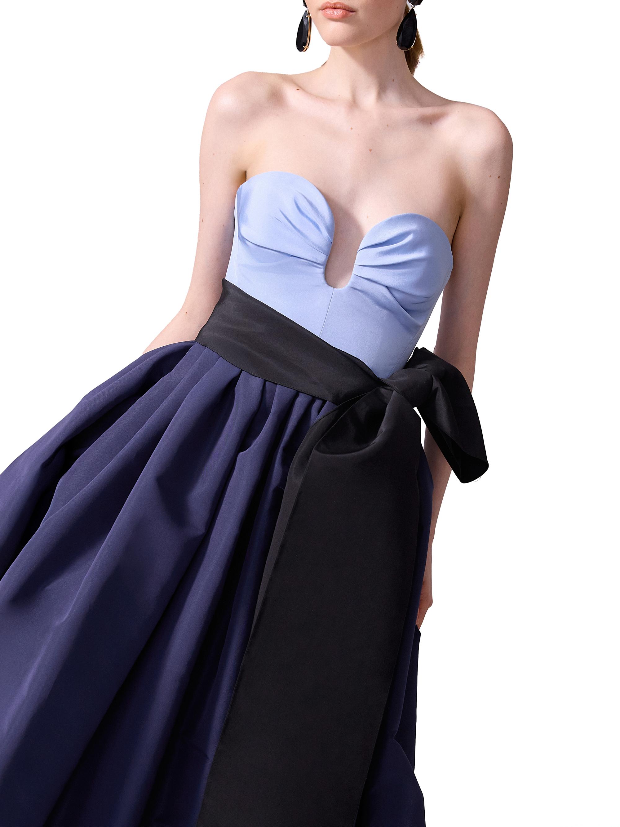 Carolina Herrera Colorblocked Silk Sash Strapless Gown | Saks Fifth Avenue
