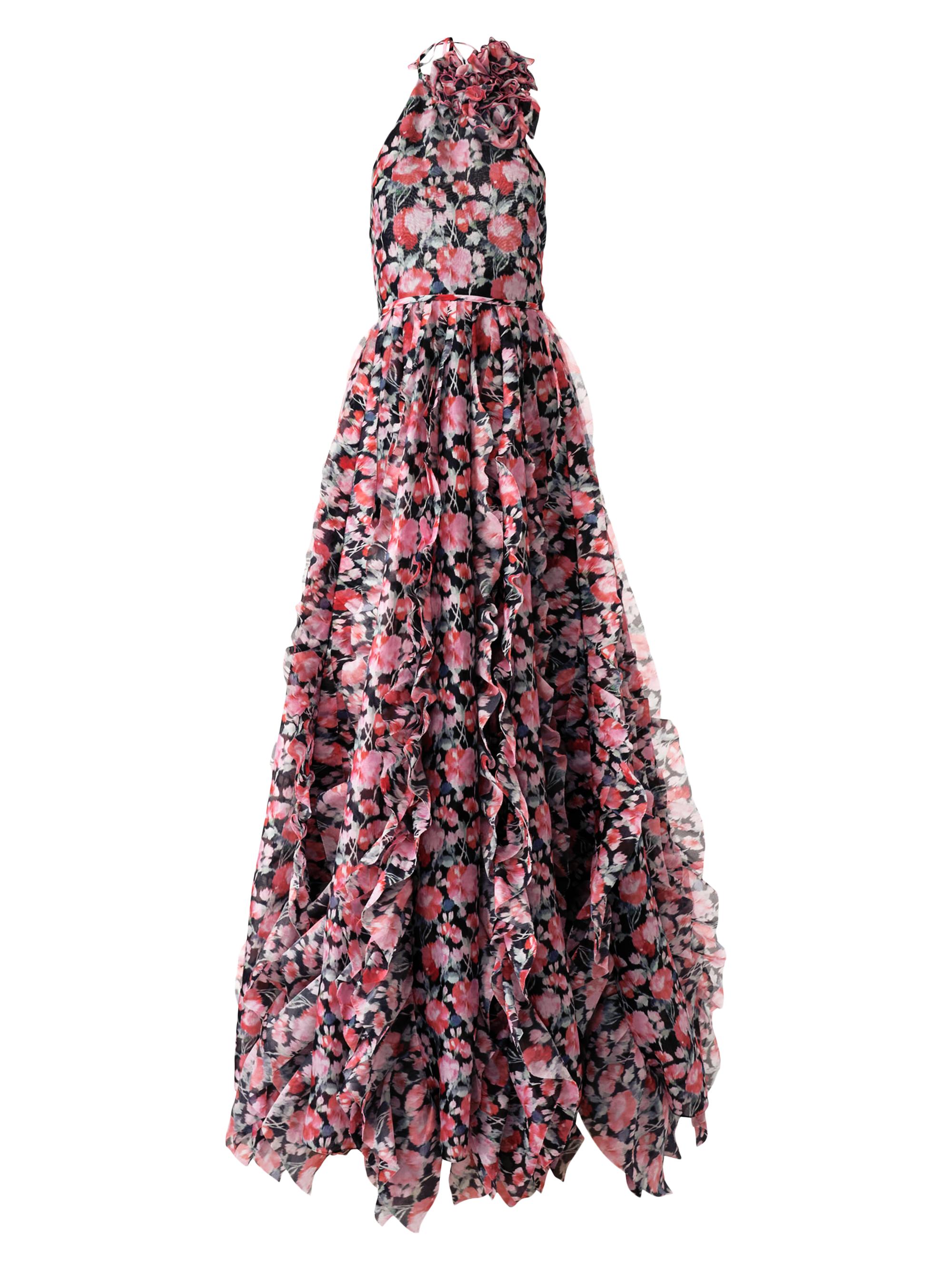 Carolina Herrera Women's Ruffled Floral Silk Halterneck Gown - Pink Multi