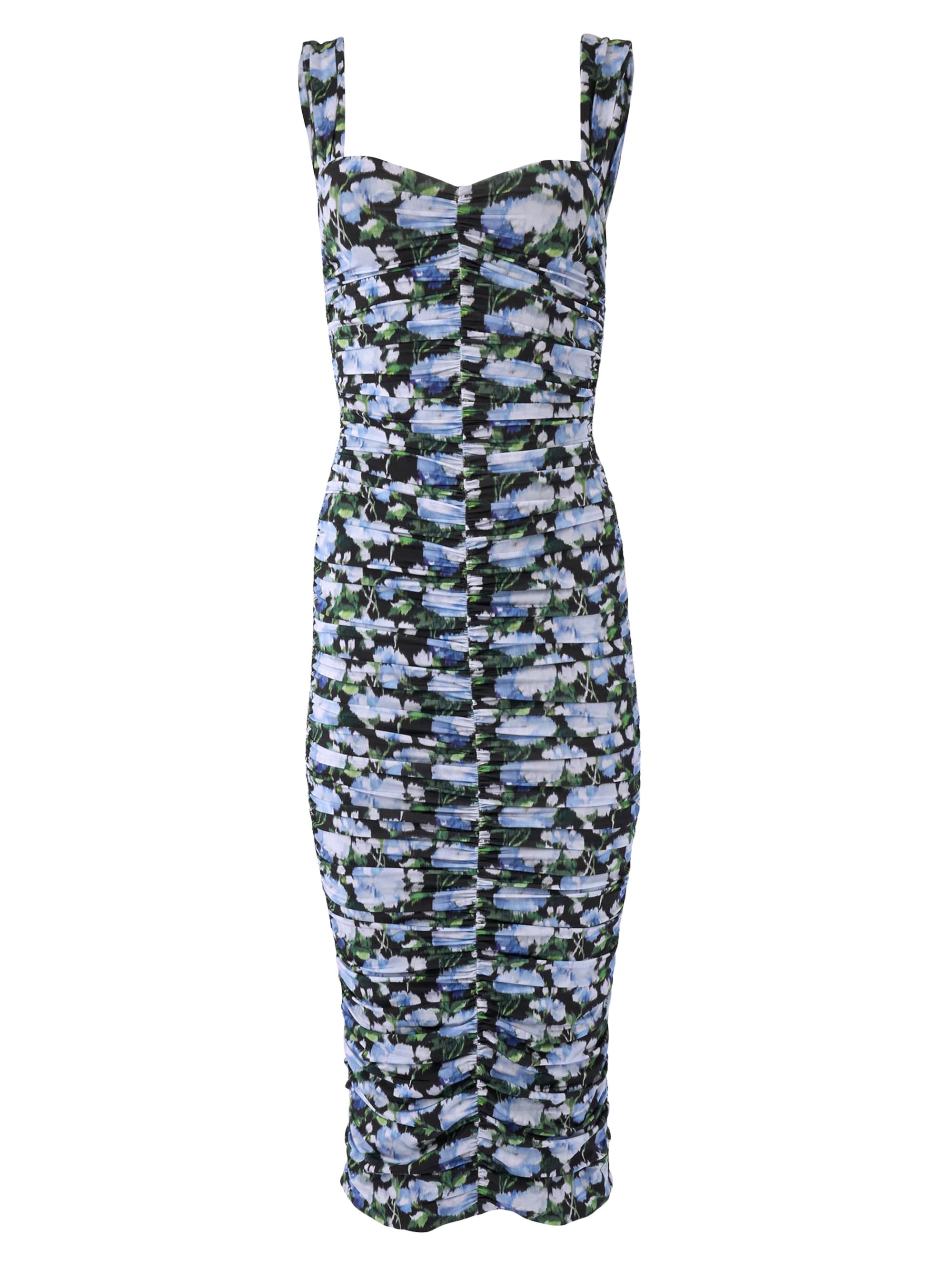 Carolina Herrera Women's Ruched Floral Sweetheart Midi-Dress - Blue Multi