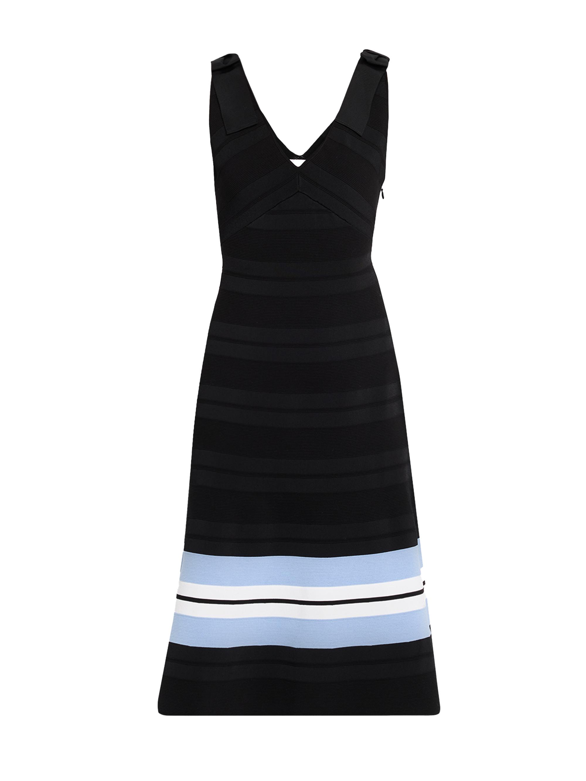 Carolina Herrera Women's Striped Fit & Flare V-Neck Midi-Dress - Black Mult