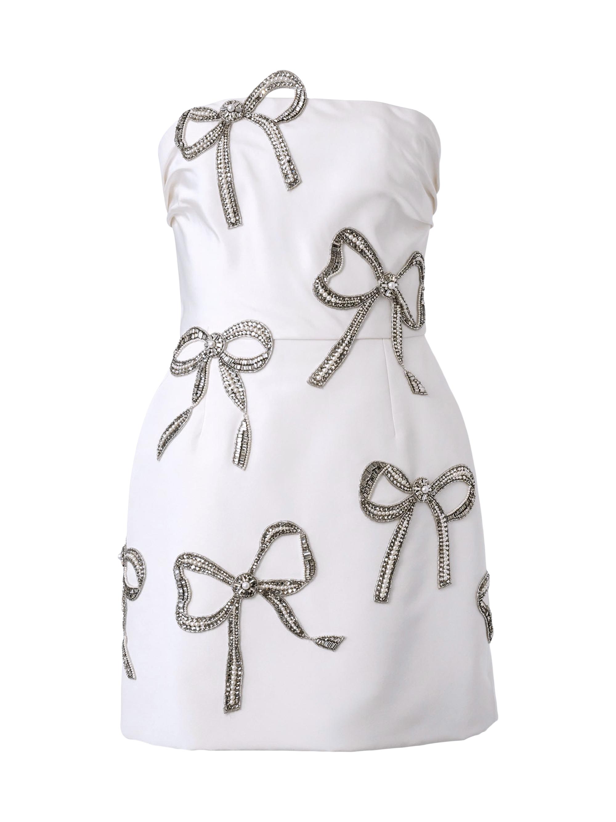 Carolina Herrera Women's Crystal-Embellished Silk Strapless Minidress - White