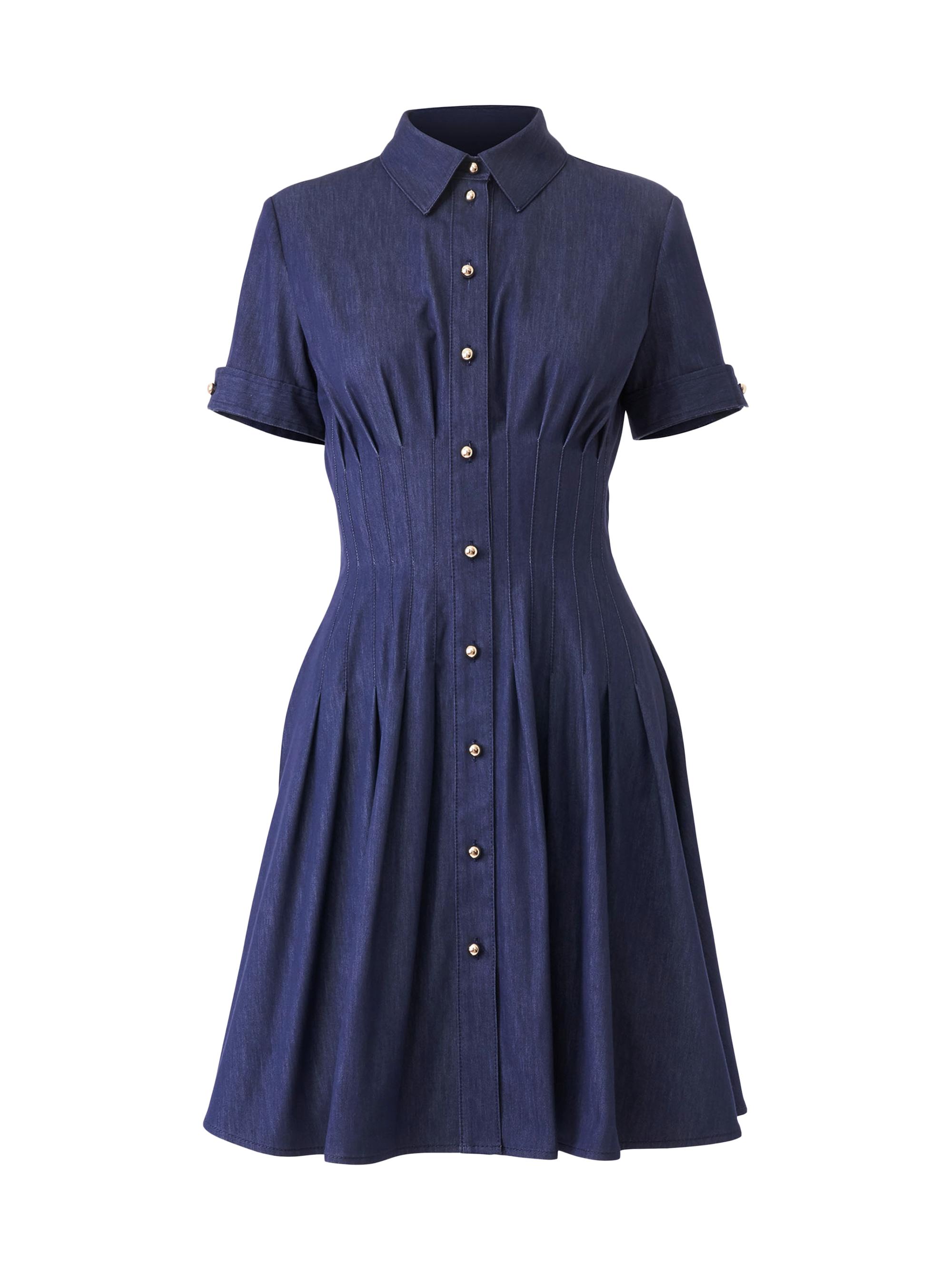 Carolina Herrera Women's Cotton-Blend Fit & Flare Minidress - Dark Navy