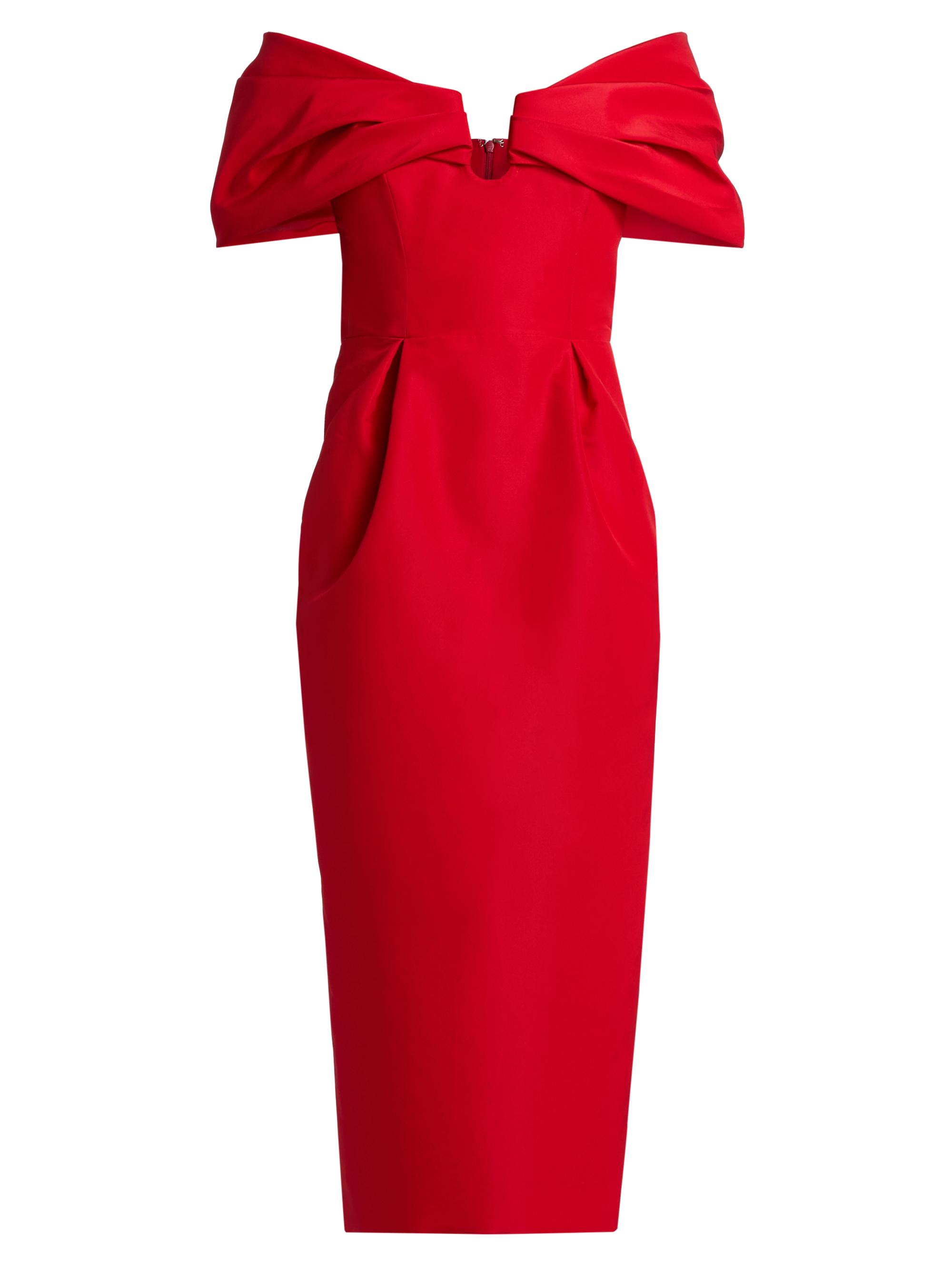 Carolina Herrera Women's Off-The-Shoulder Silk Cocktail Dress - Scarlet