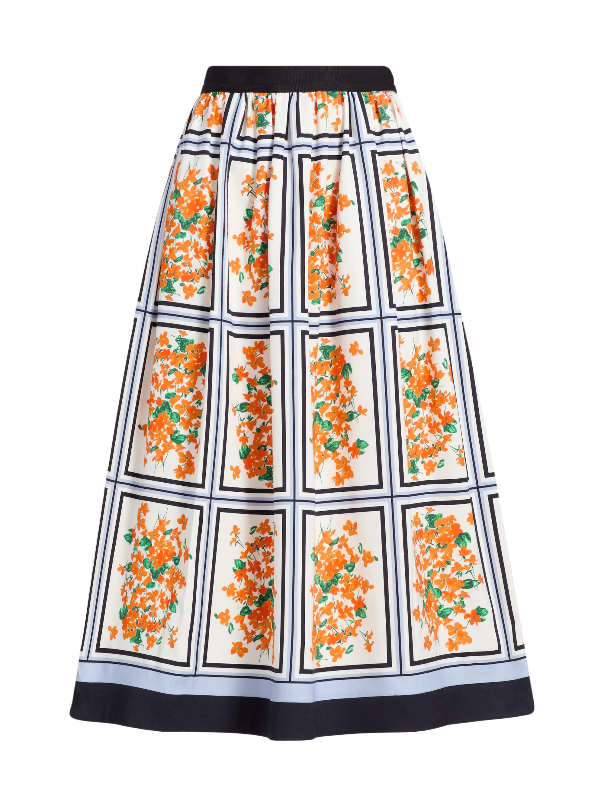 Carolina Herrera Women's Cotton-Blend Floral Midi-Skirt - White Multi