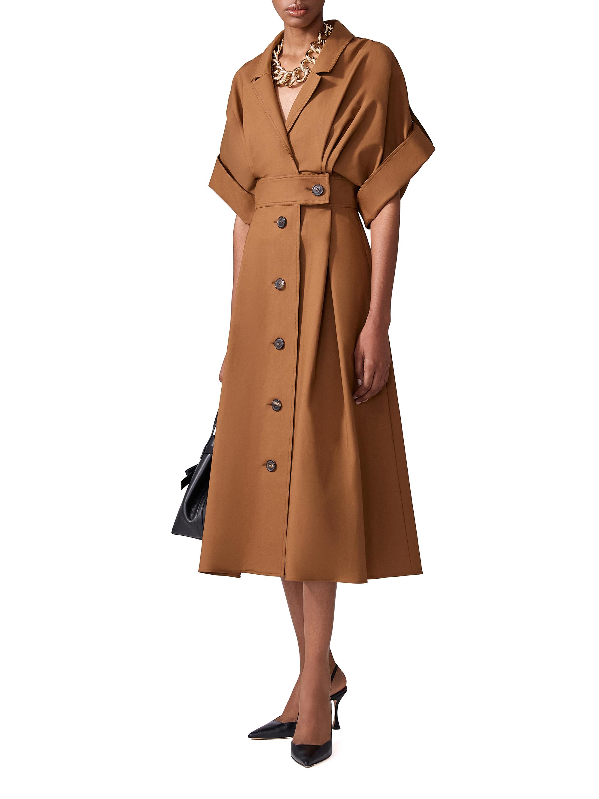 Carolina Herrera Stretch-Cotton Wide-Sleeve Midi-Shirtdress | Saks