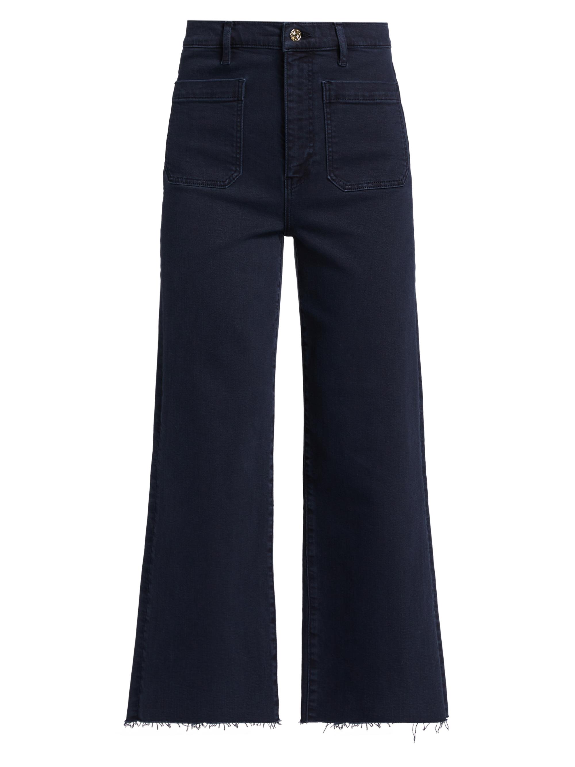 FRAME Women's The Anchor Crop Jeans - Navy Raw Fray