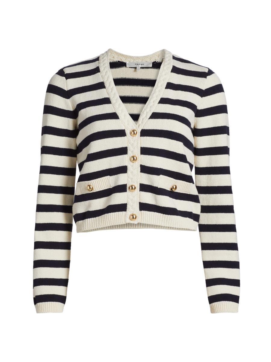 トップス CLANE Stripe Cable Half Sleeve Cardigan CLANE（クラネ）の「【CLANE/クラネ】ストライプケーブルハーフ