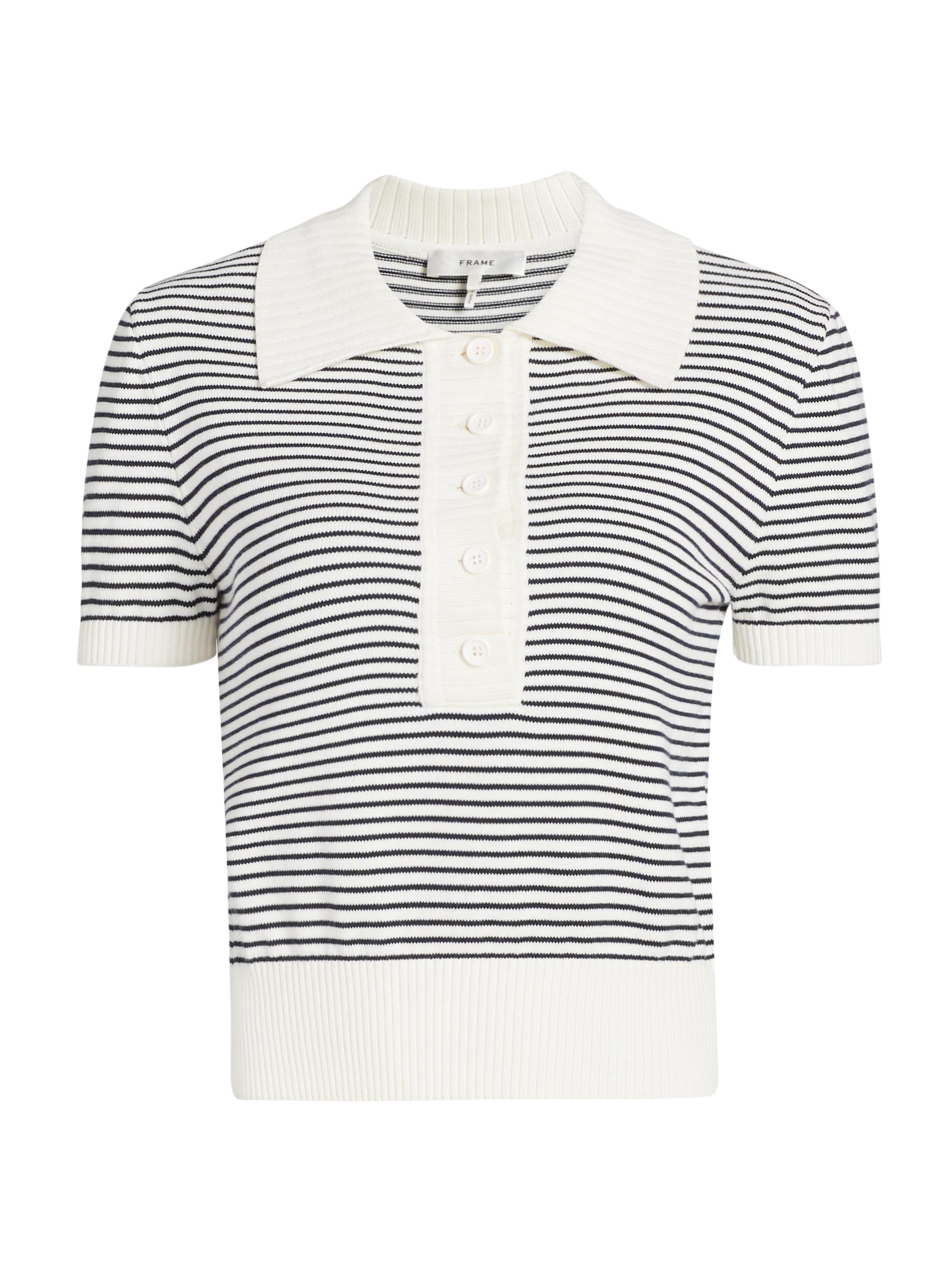 トップス layered design border polo shirt Frame The Graduate Polo Shirt | Saks Fifth Avenue