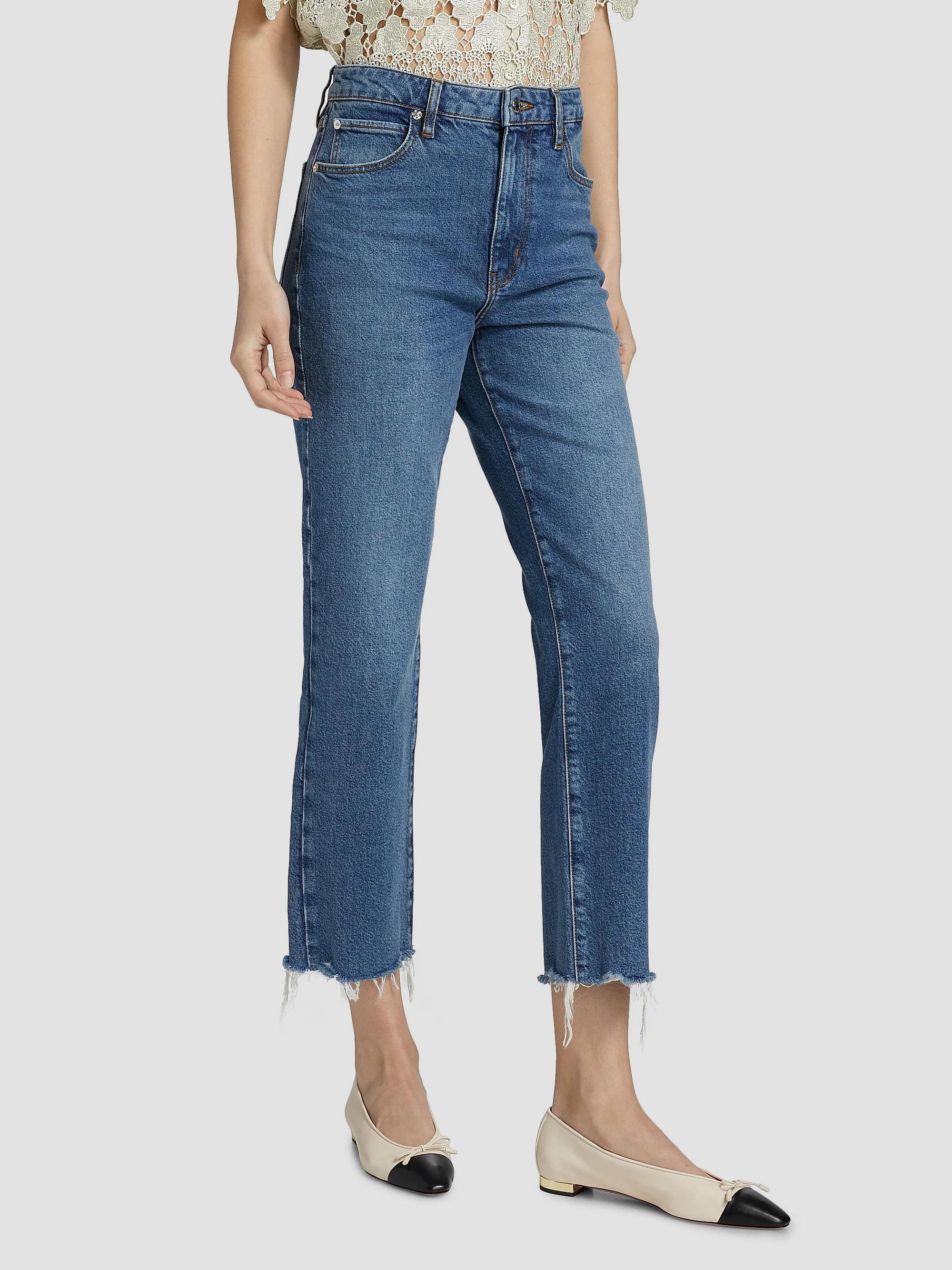 Frame The Ruler High-Rise Stretch Crop Jeans | Saks Fifth Avenue