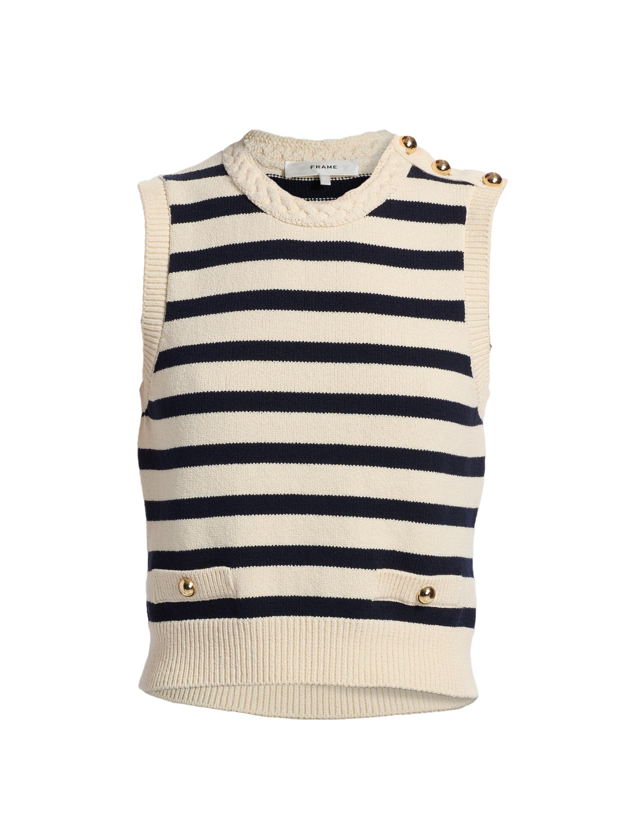Frame Women's The Harbor Striped Cotton-Blend Sleeveless Top - Navy Multi