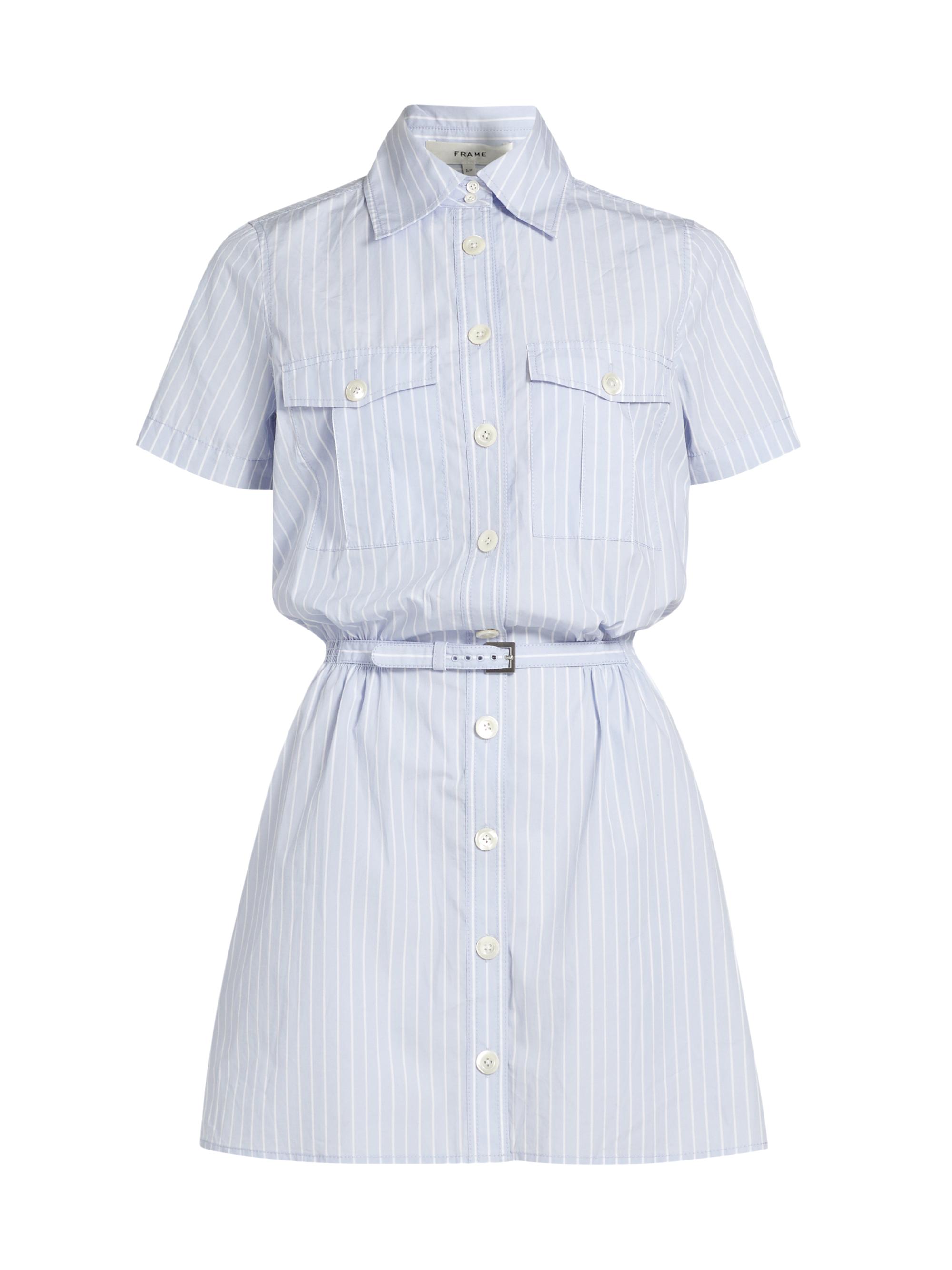 FRAME Women's The Striped Safari Dress - Oxford Blue Multi