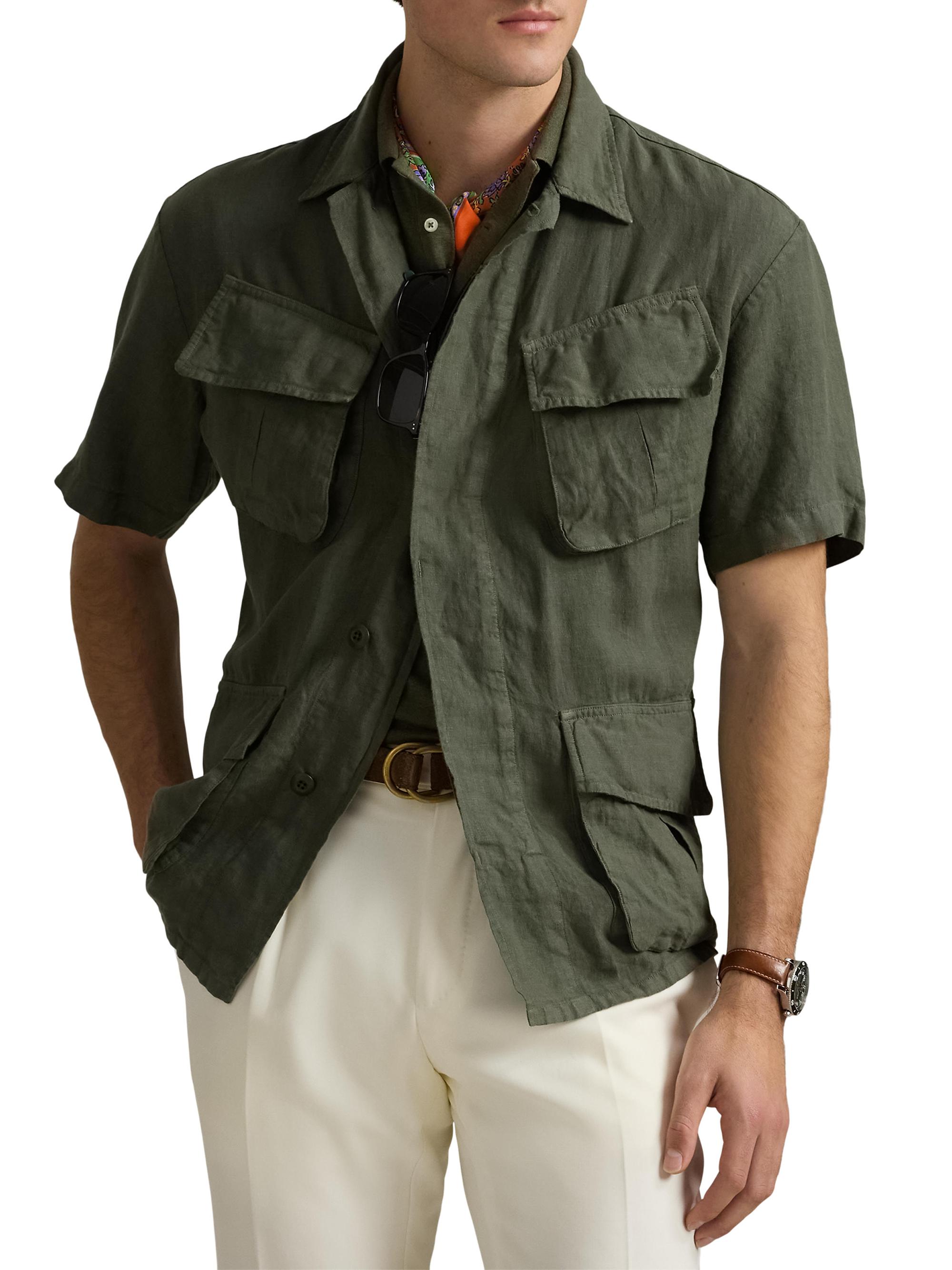 Polo Ralph Lauren Linen Short-Sleeve Overshirt | Saks Fifth Avenue