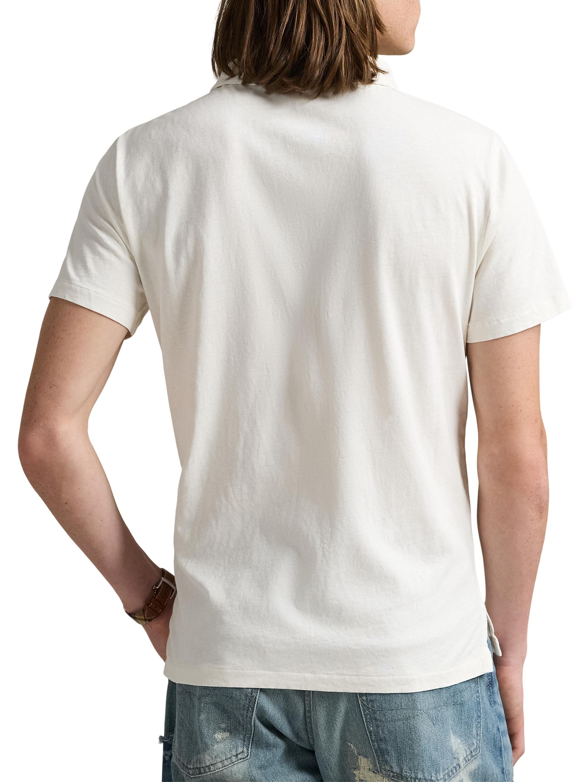 Cotton-Linen Johnny Collar Polo Shirt