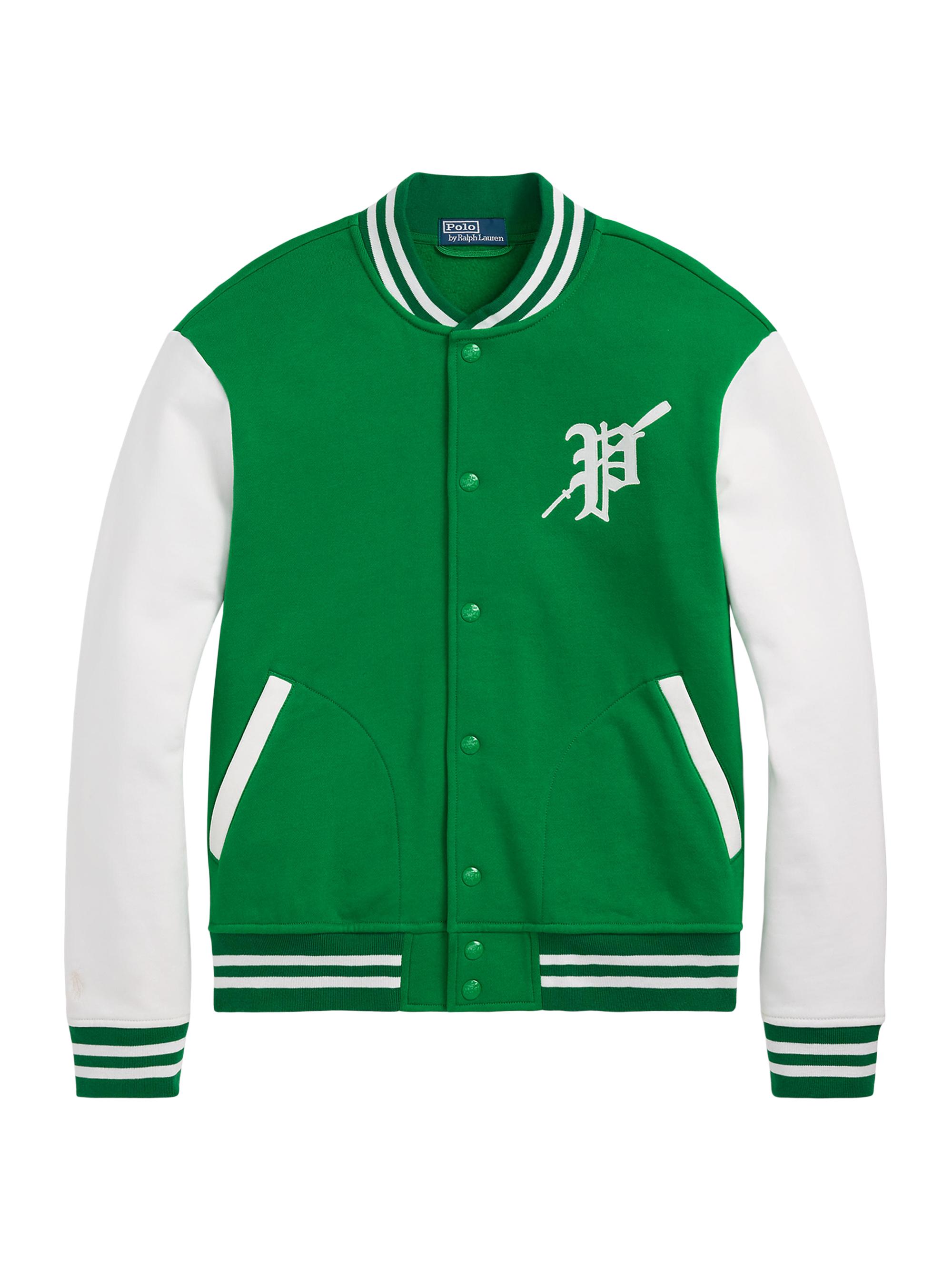 Polo Ralph Lauren Men's Fleece Graphic Baseball Jacket - Cruise Green Nevis