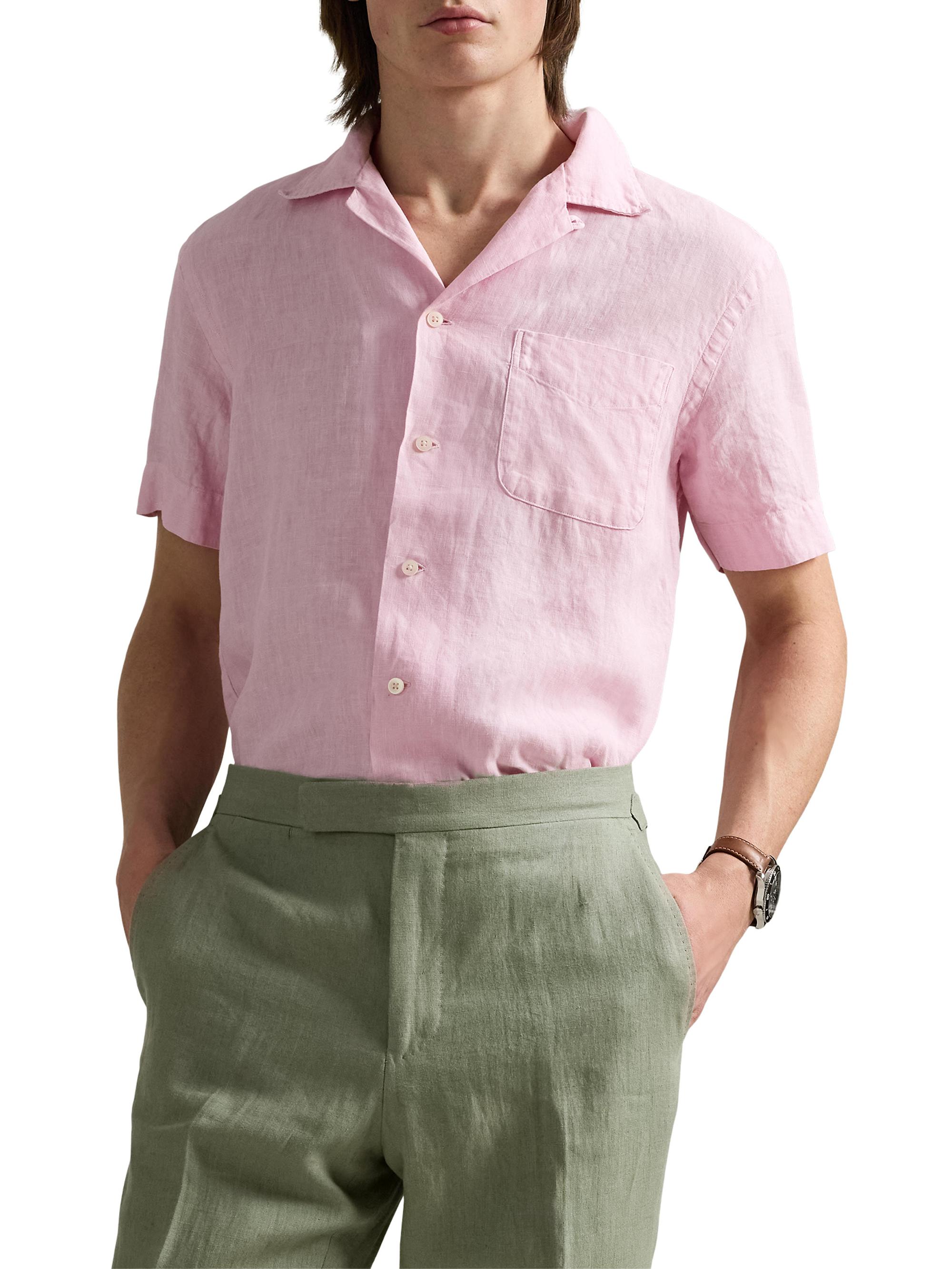 Classic-Fit Slub Linen Camp Shirt